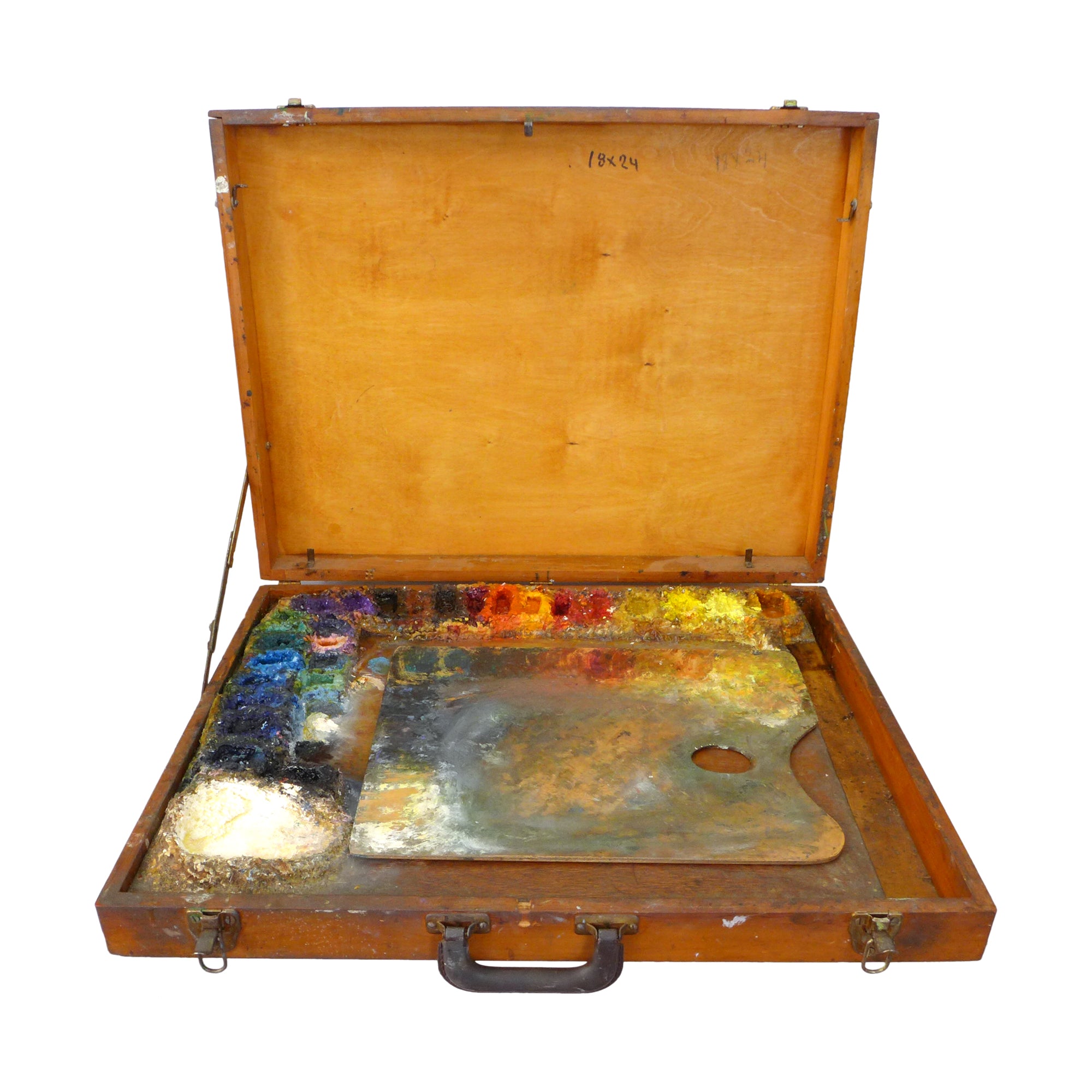 Vintage Hinged Oil Paint Box with Palette The Window