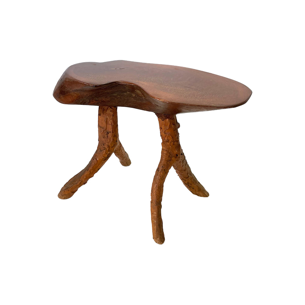 Organic Modern Petite Carved Wood Stool