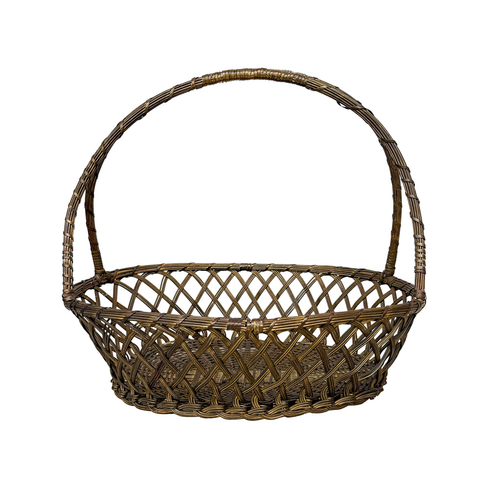Woven Brass Wire Handled Basket