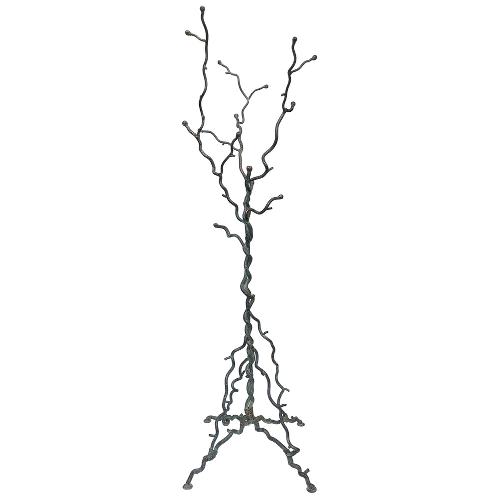 Wrought Iron Brutalist Coat Rack with Bronze Finish