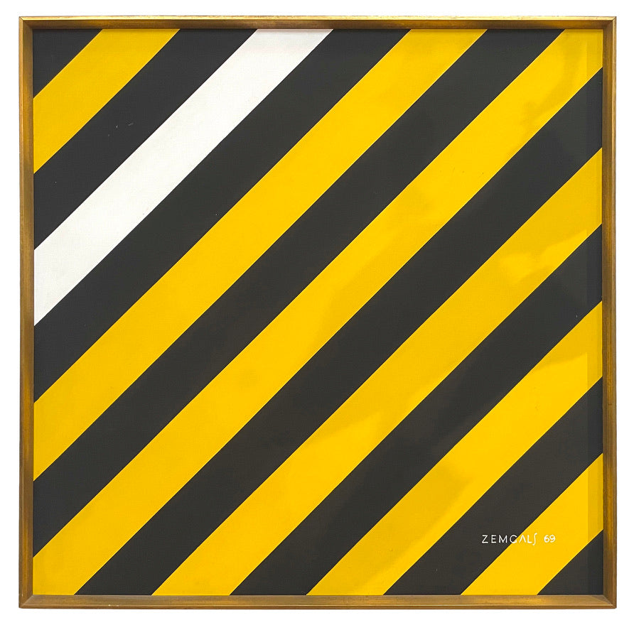 Striped Hard Edge Painting on Canvas