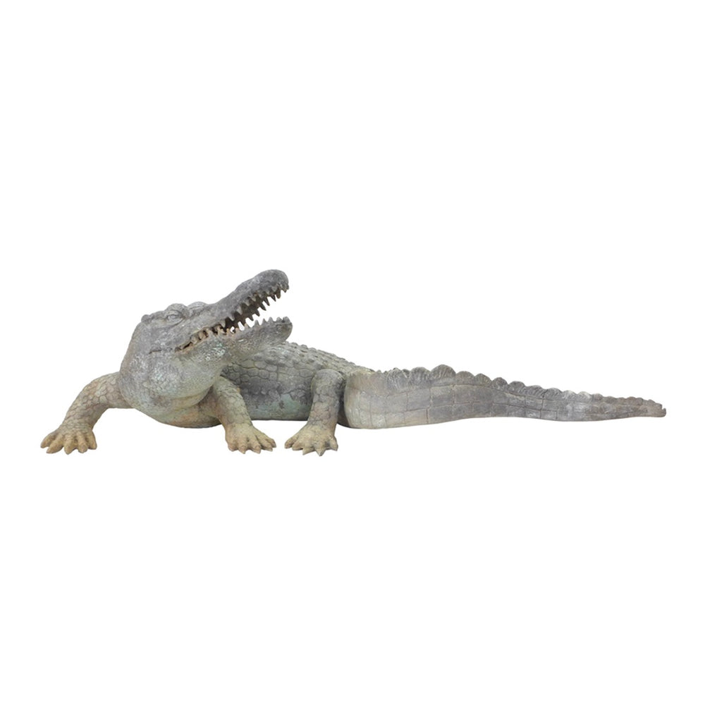 Small Cast Bronze Figurative Crocodile Sculpture