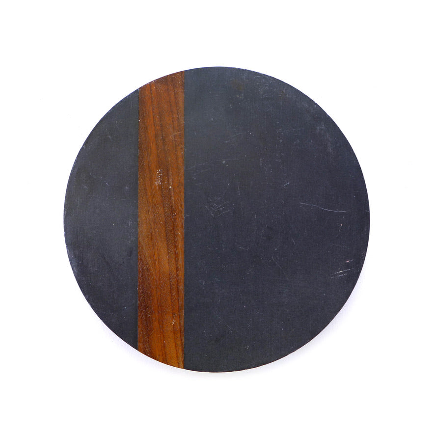 Circular Slate & Wood Trivet by Harpswell House