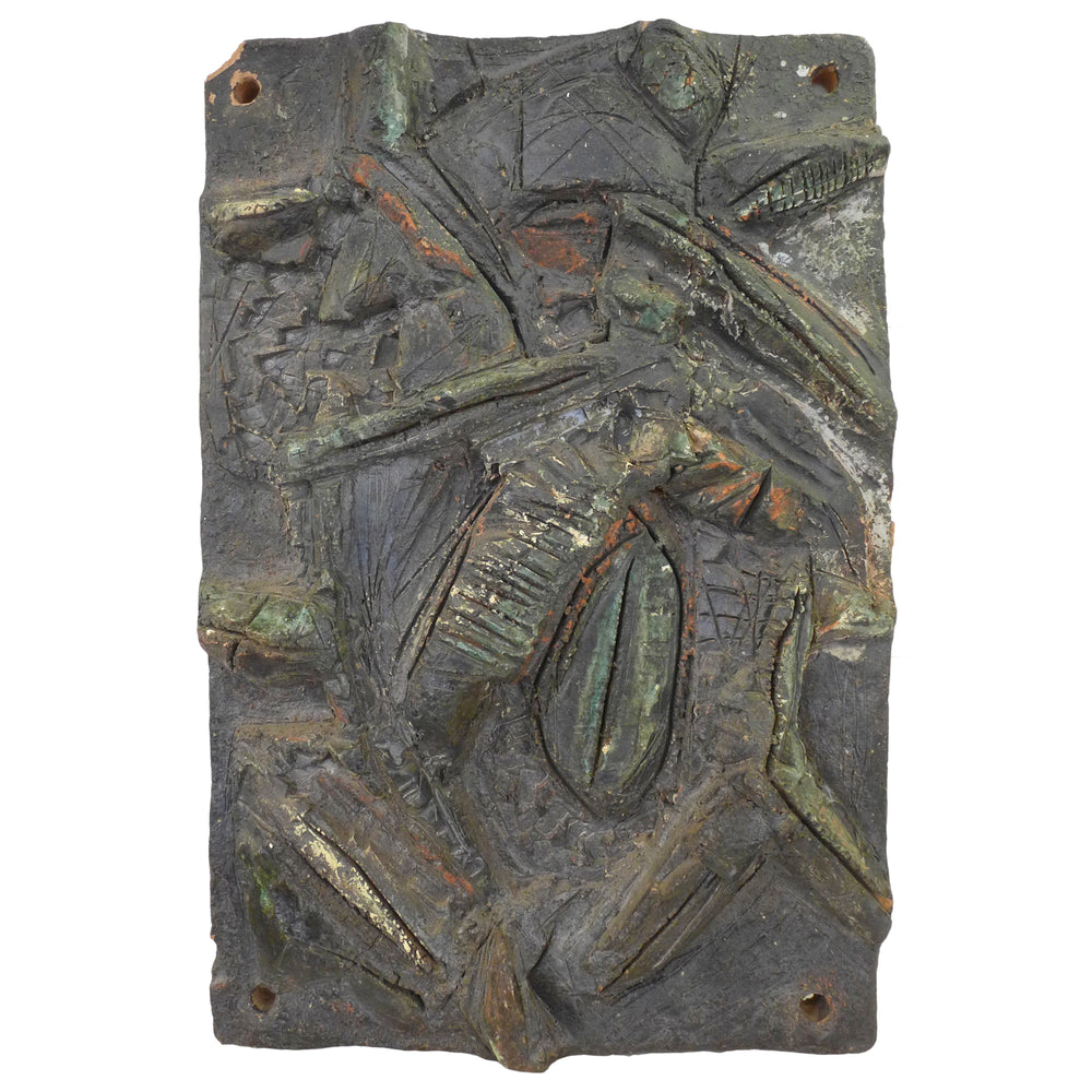 Painted Terra Cotta Wall Relief Sculpture Attributed to Stan Bitters