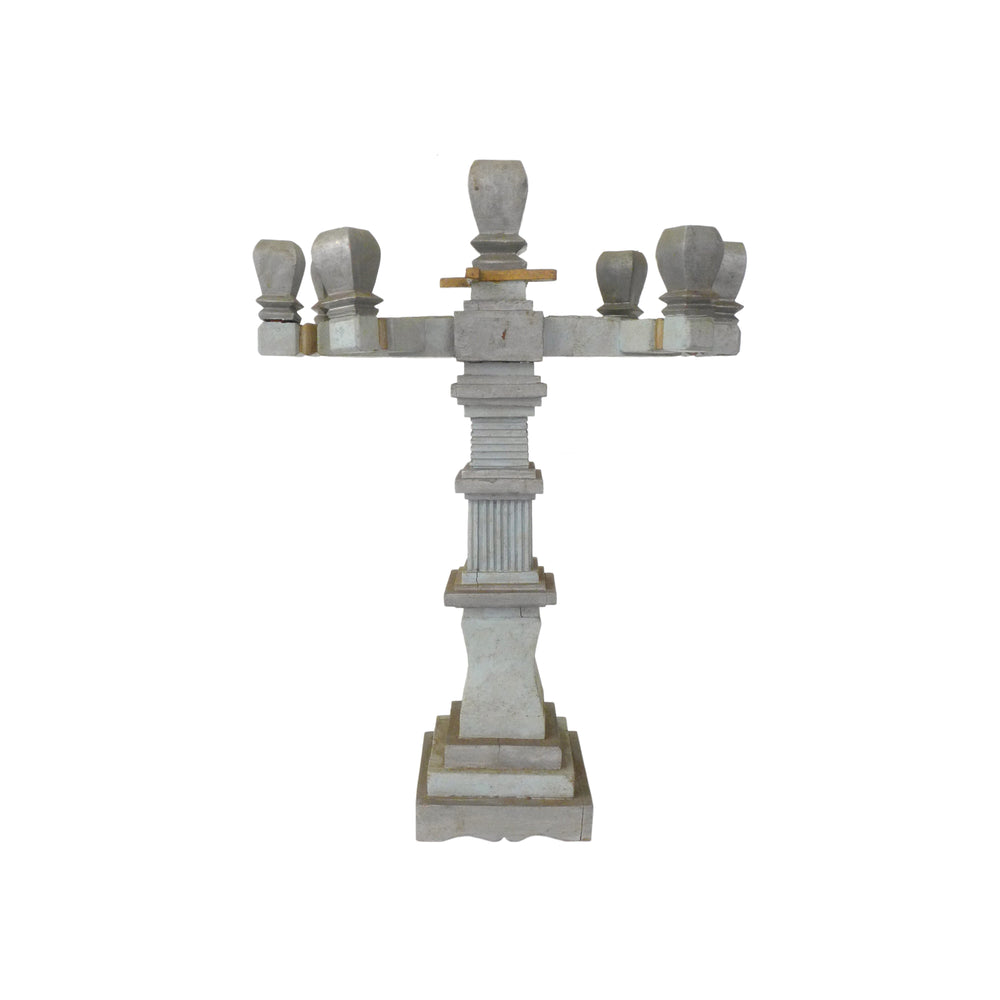 Painted Folk Art Wood Candelabrum