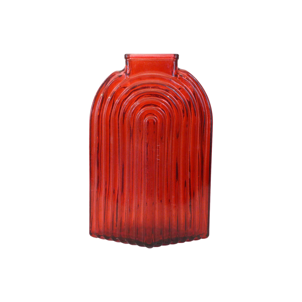 Stepped Red Glass Vase