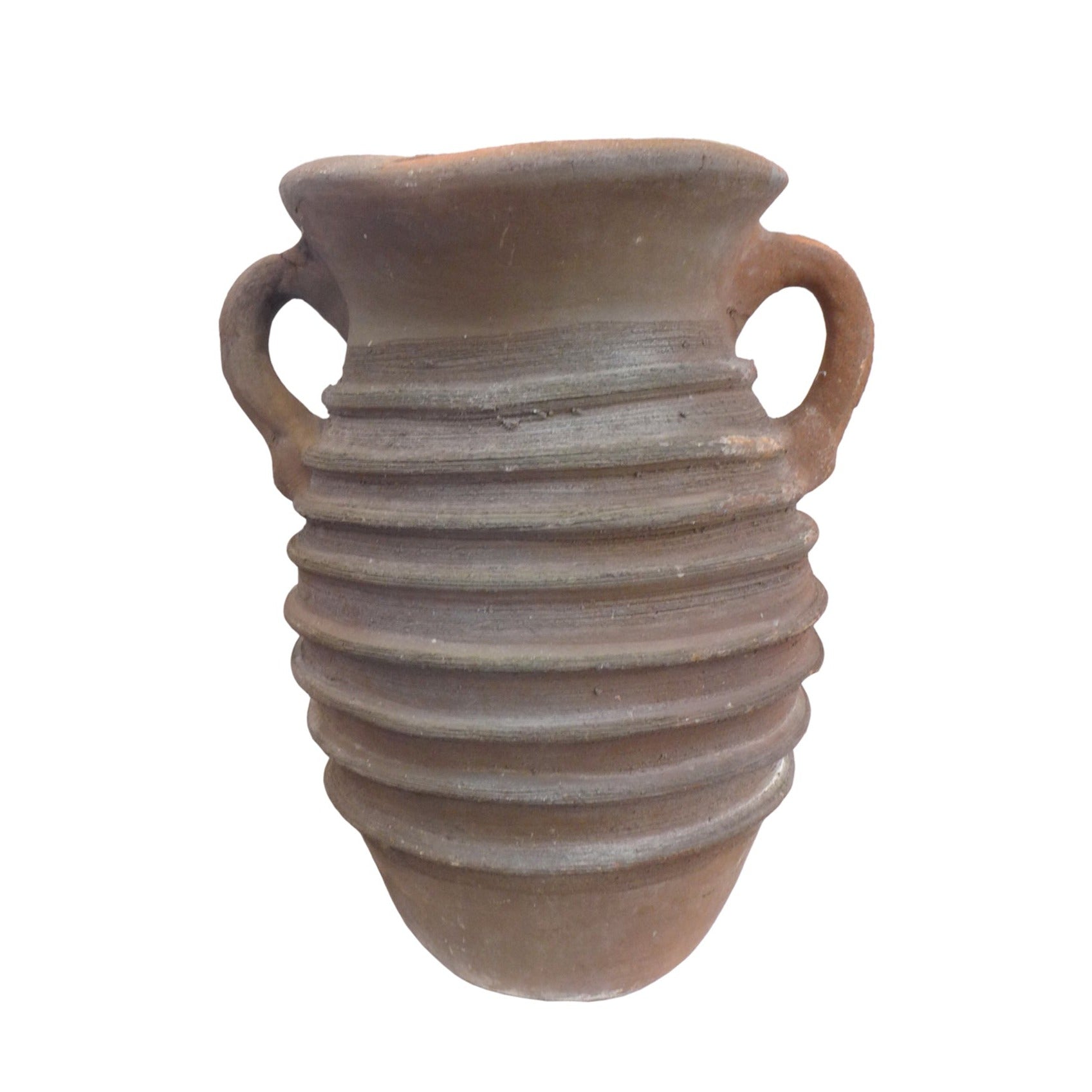 Large Hand-Formed Terracotta Double-Handle Beehive Vessel