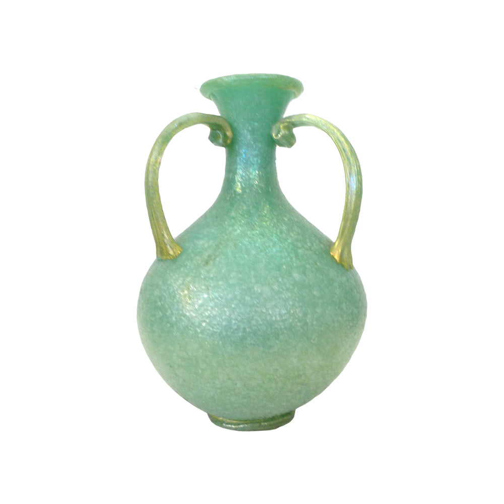 1930s Italian Glass Pulegoso 3-Handles Vase