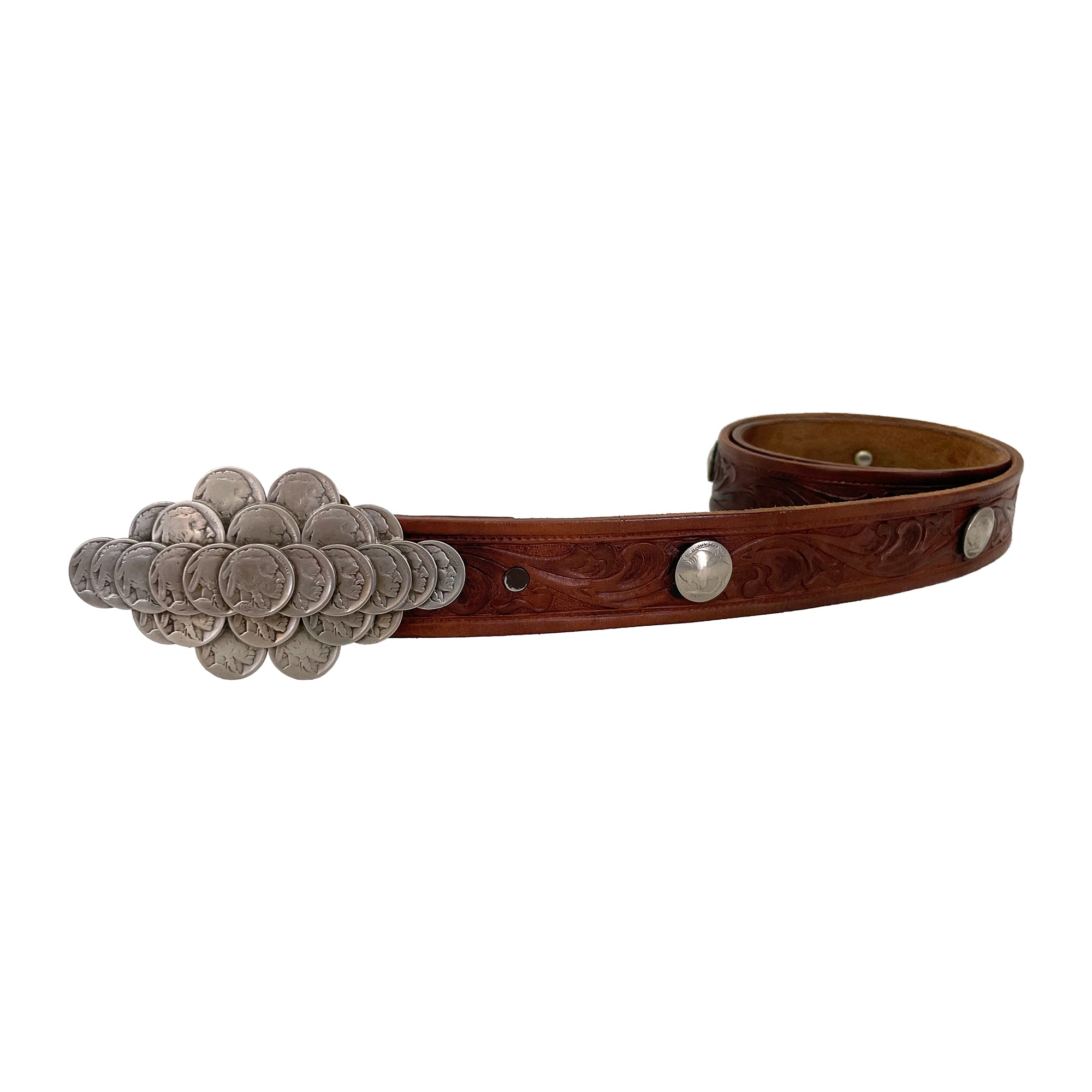 1970s Custom Leather Buffalo Nickel Belt