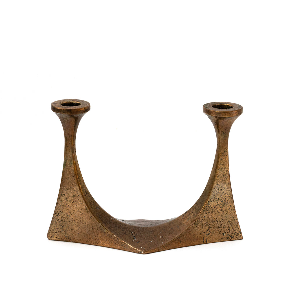 Vintage German Bronze Two Light Candle Holder