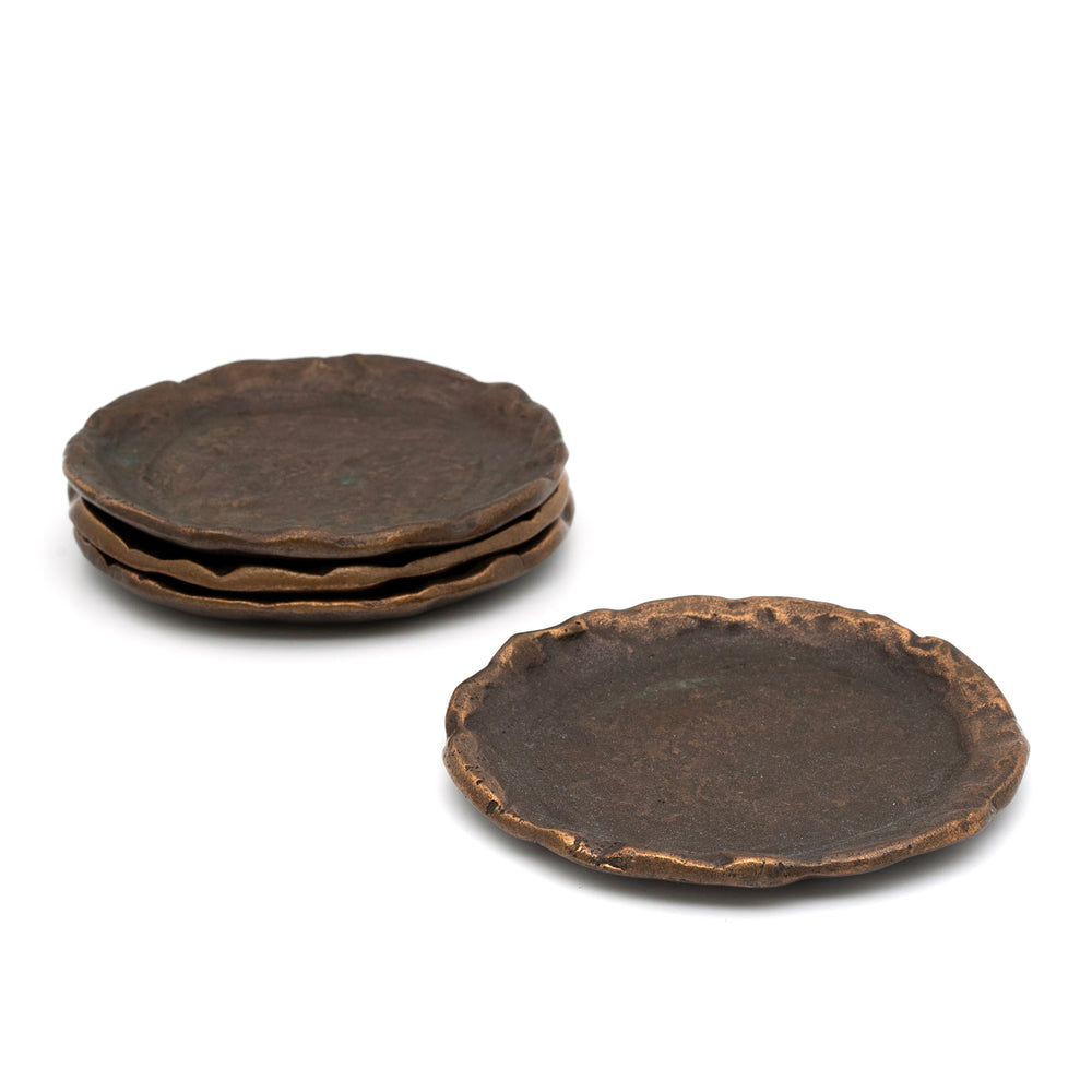 Set of Four Vintage German Bronze Coasters
