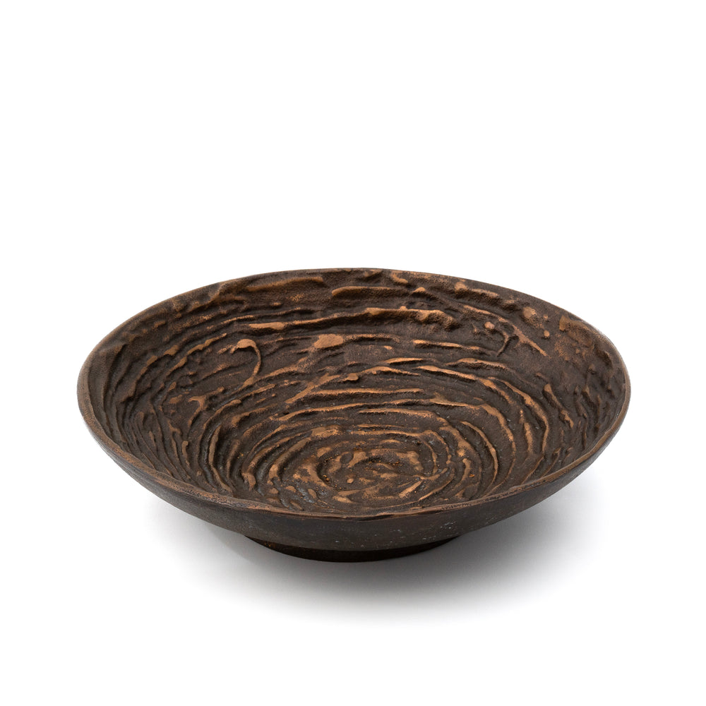 Vintage German Bronze Bowl with Spiral Texture