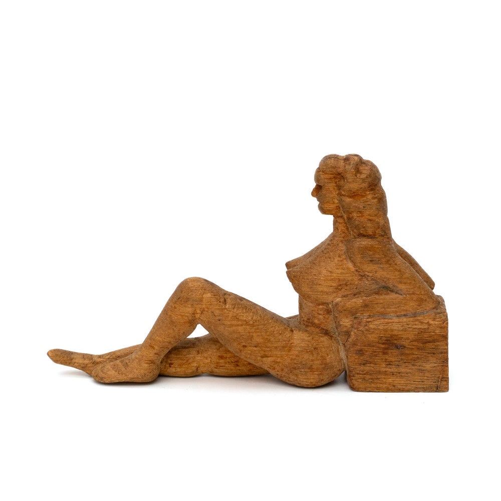 Antique French Carved Wood Figure