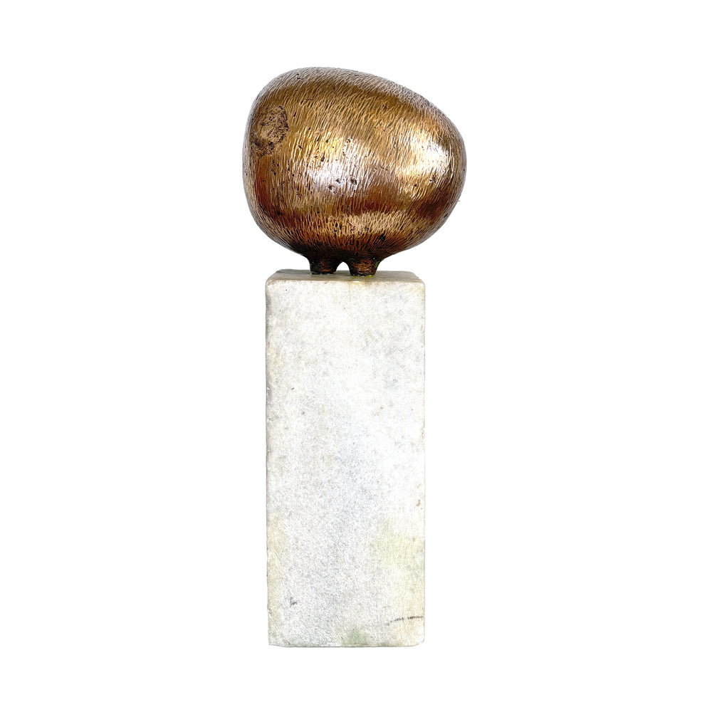 Abstract Brass Sculpture on Marble Base by James Stark