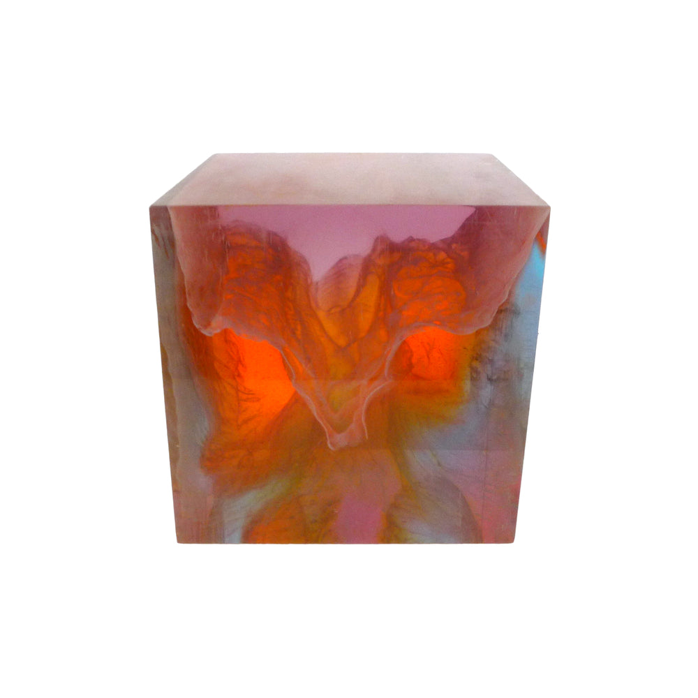 Acrylic Cube with Multicolor Topographical Inclusion
