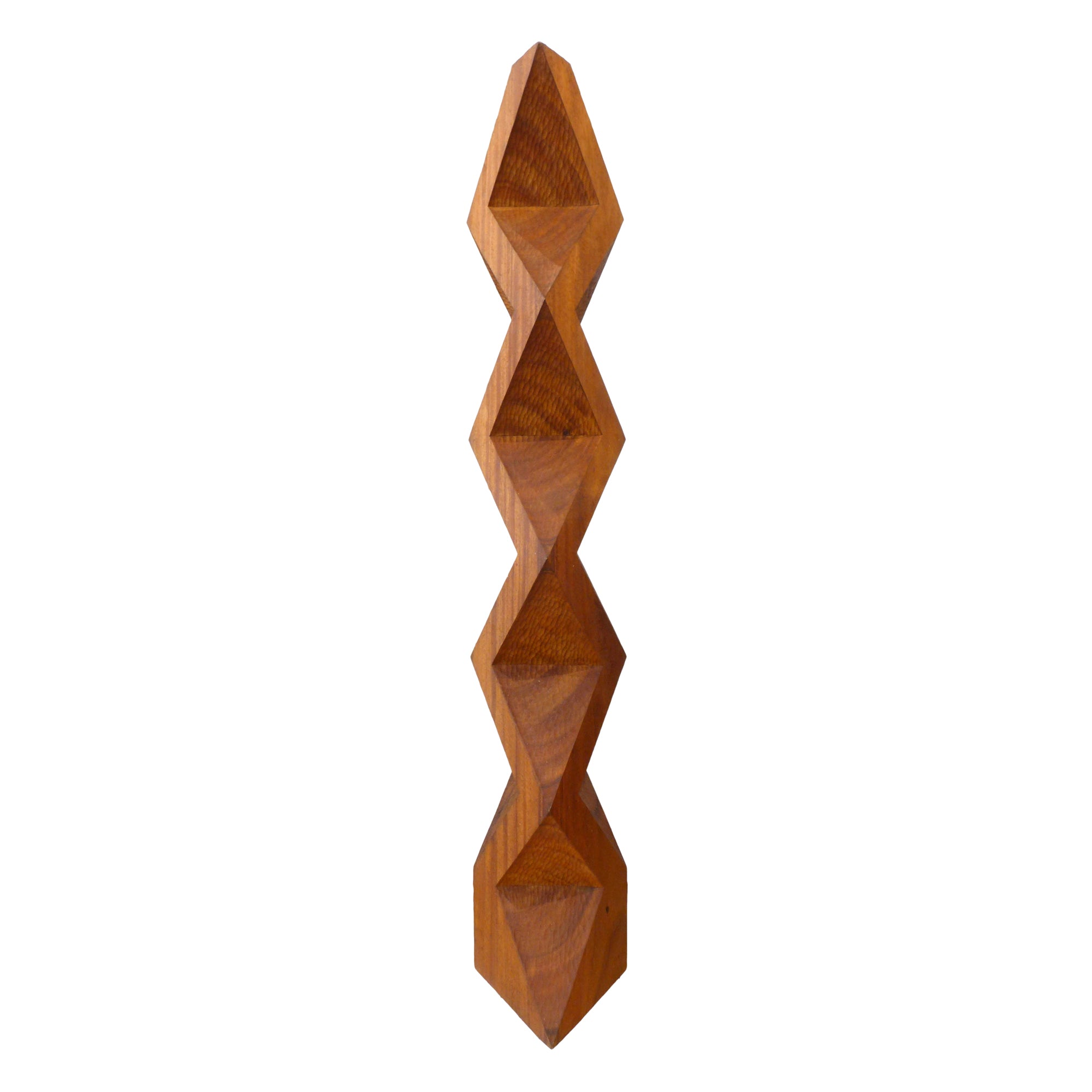 Contemporary Carved Wood Punctured Geometric Totem Sculpture by Aleph Geddis