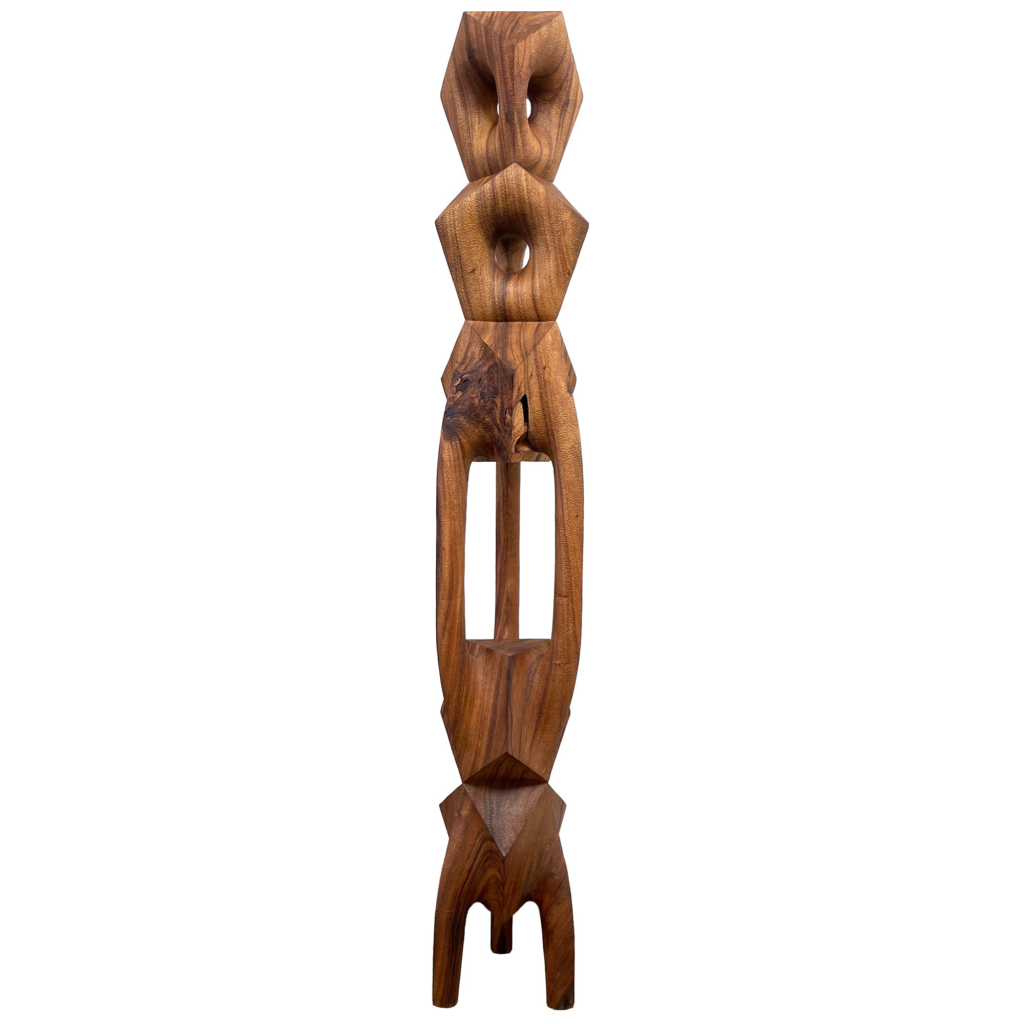 Monumental Contemporary Carved Wood "Hard/Soft" Totem Sculpture by Aleph Geddis