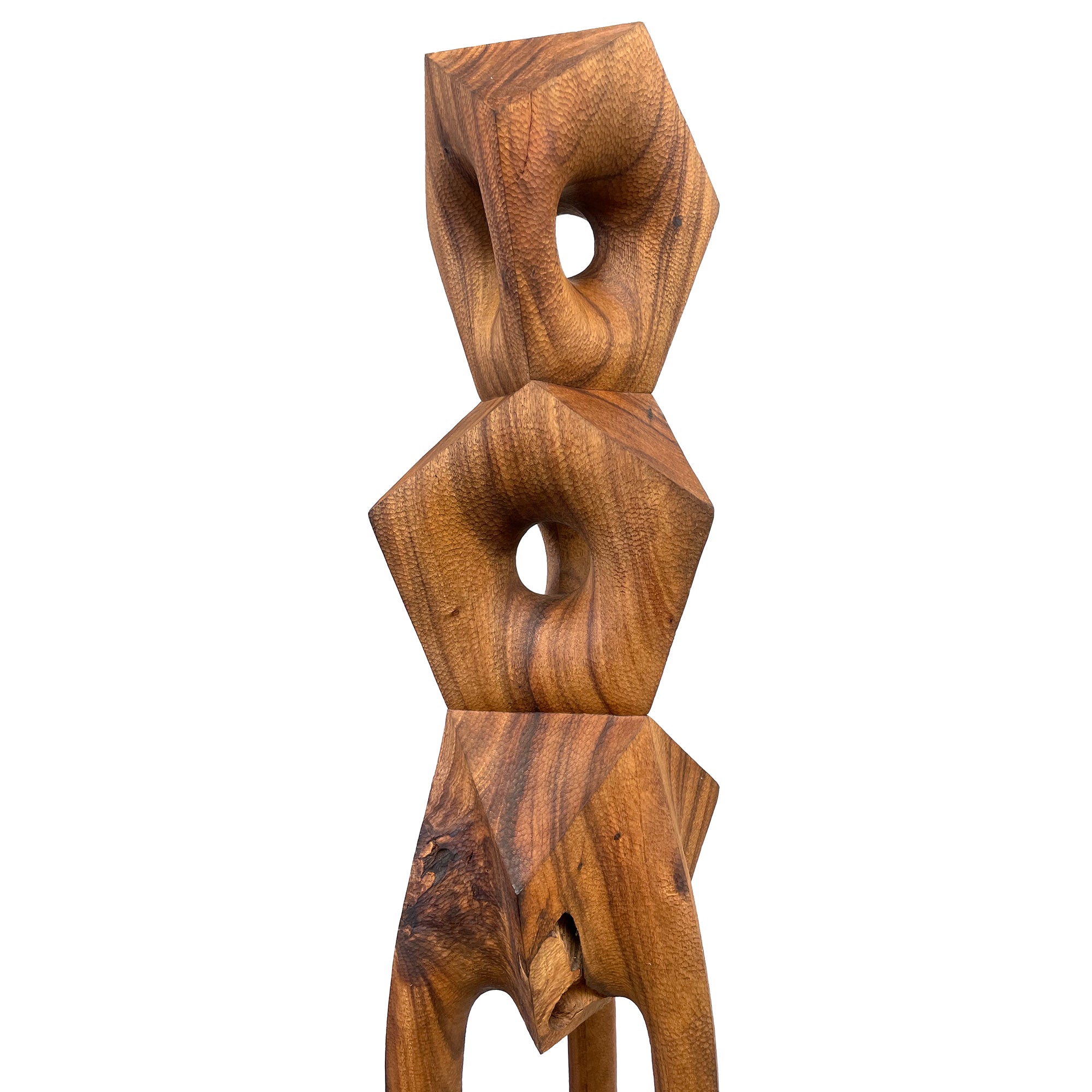 Monumental Contemporary Carved Wood "Hard/Soft" Totem Sculpture by Aleph Geddis