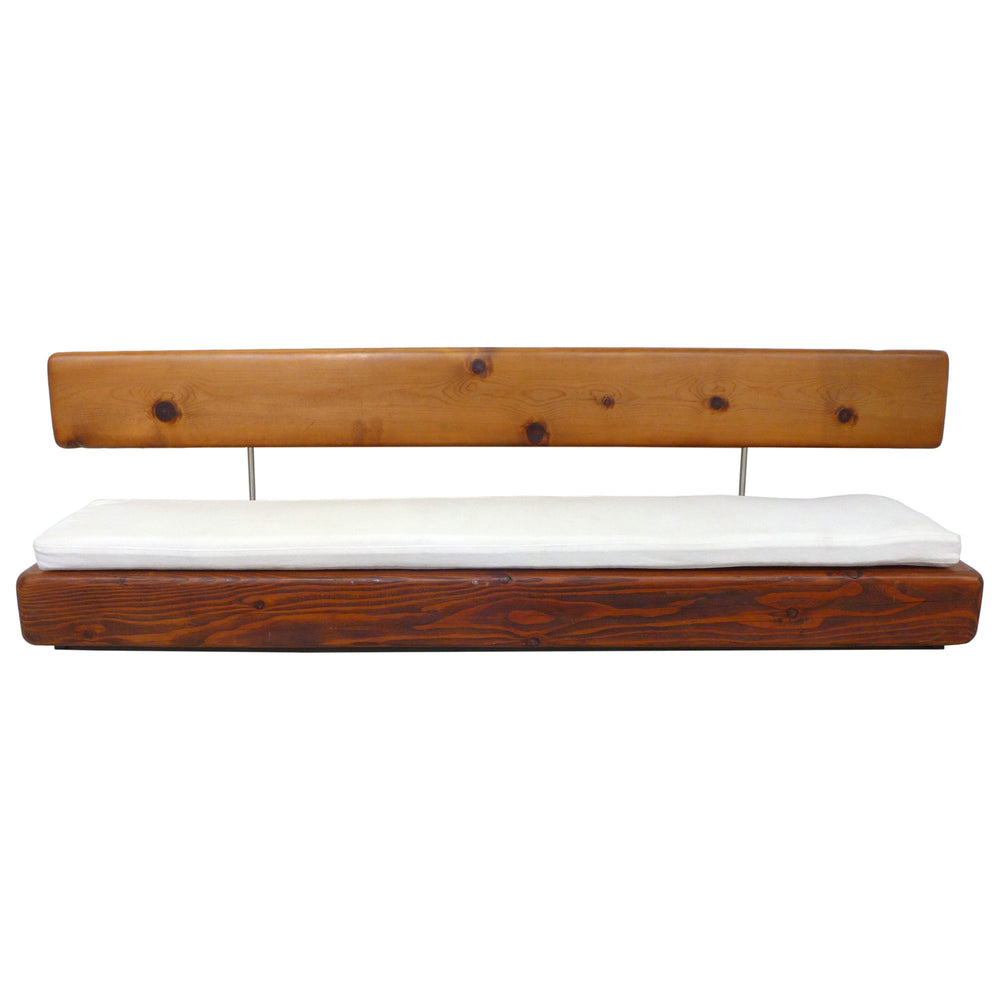 American Japanese-Inspired Low Pine & Aluminum Bench