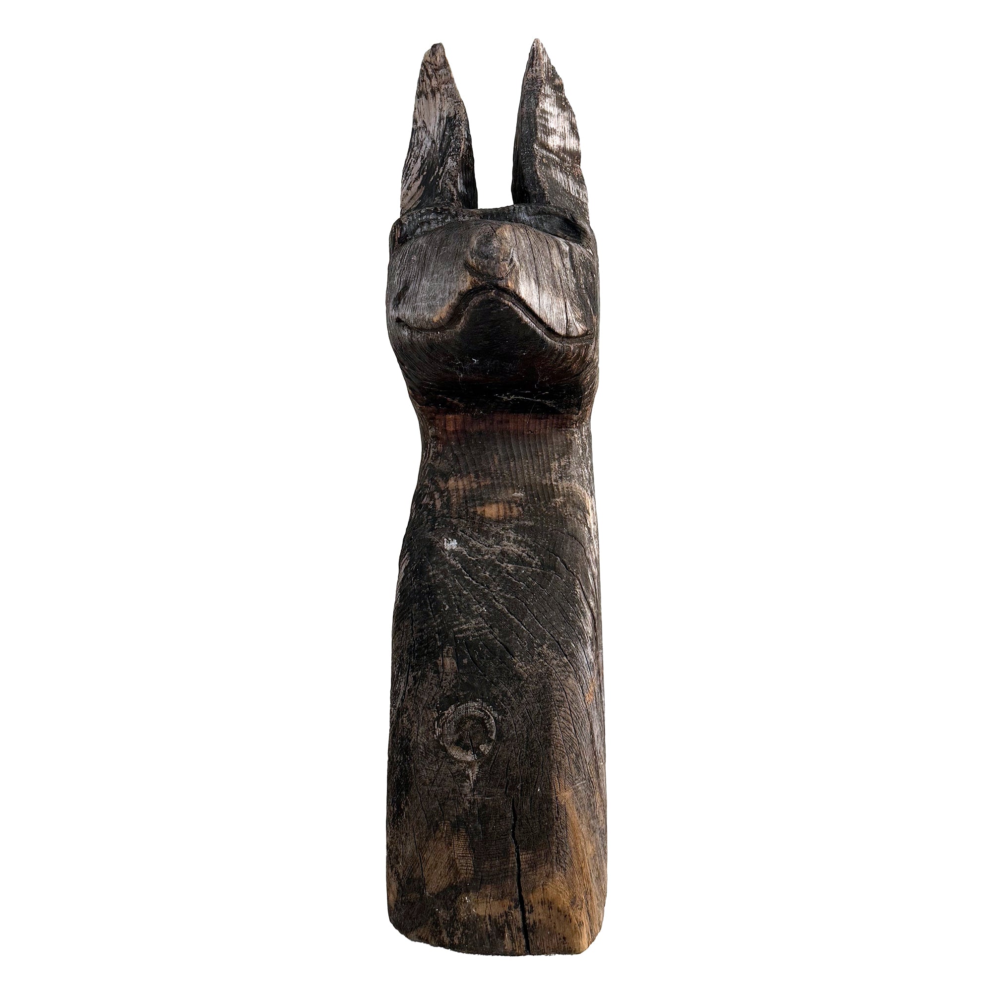 Large Carved Wood Anubis Sculpture