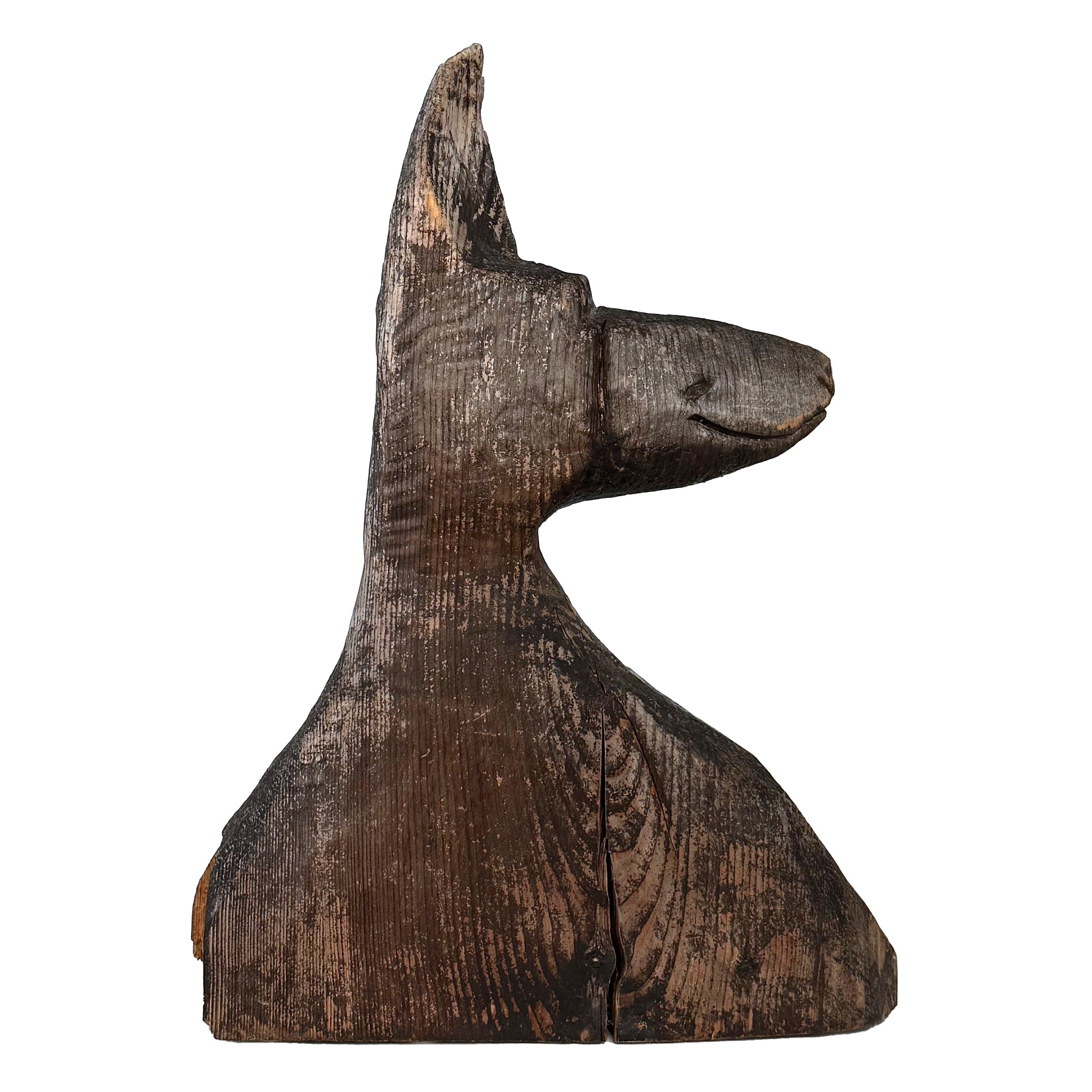 Large Carved Wood Anubis Sculpture