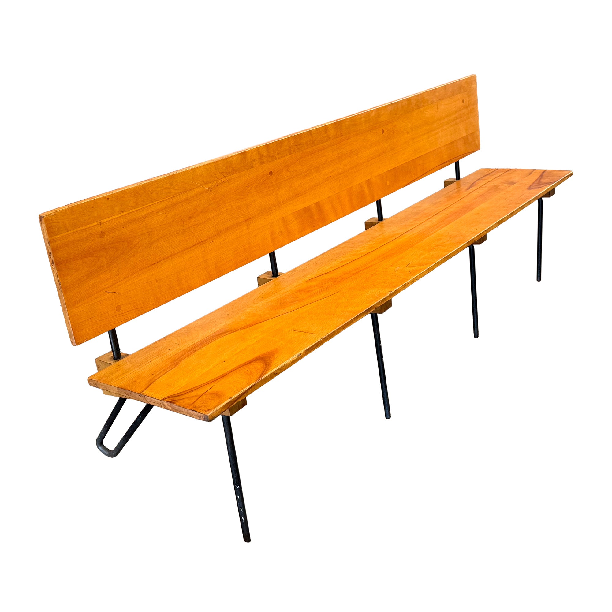 Architectural Wood & Wrought Iron Bench