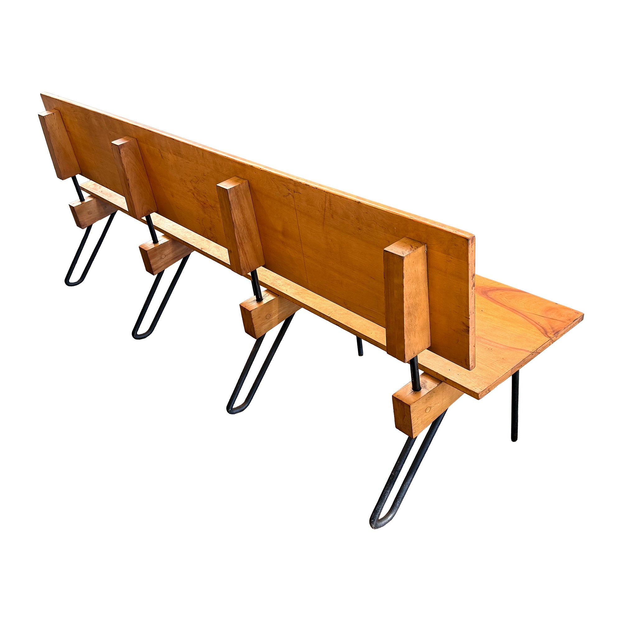 Architectural Wood & Wrought Iron Bench