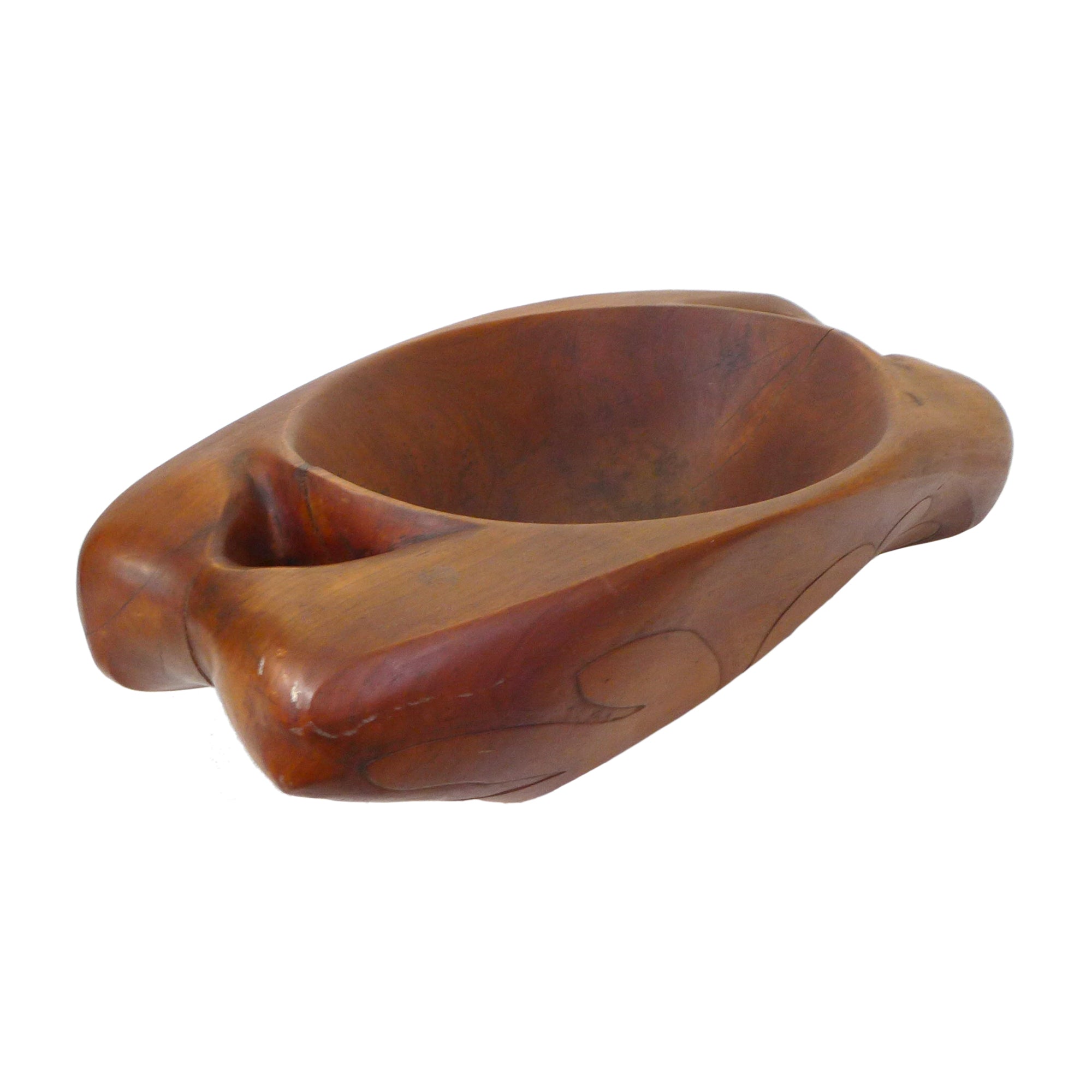Large Biomorphic Carved Wood Bowl