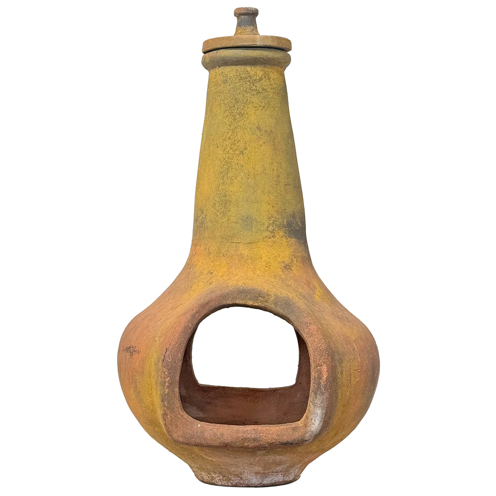 Biomorphic Double-Sided Terra Cotta Chimenea