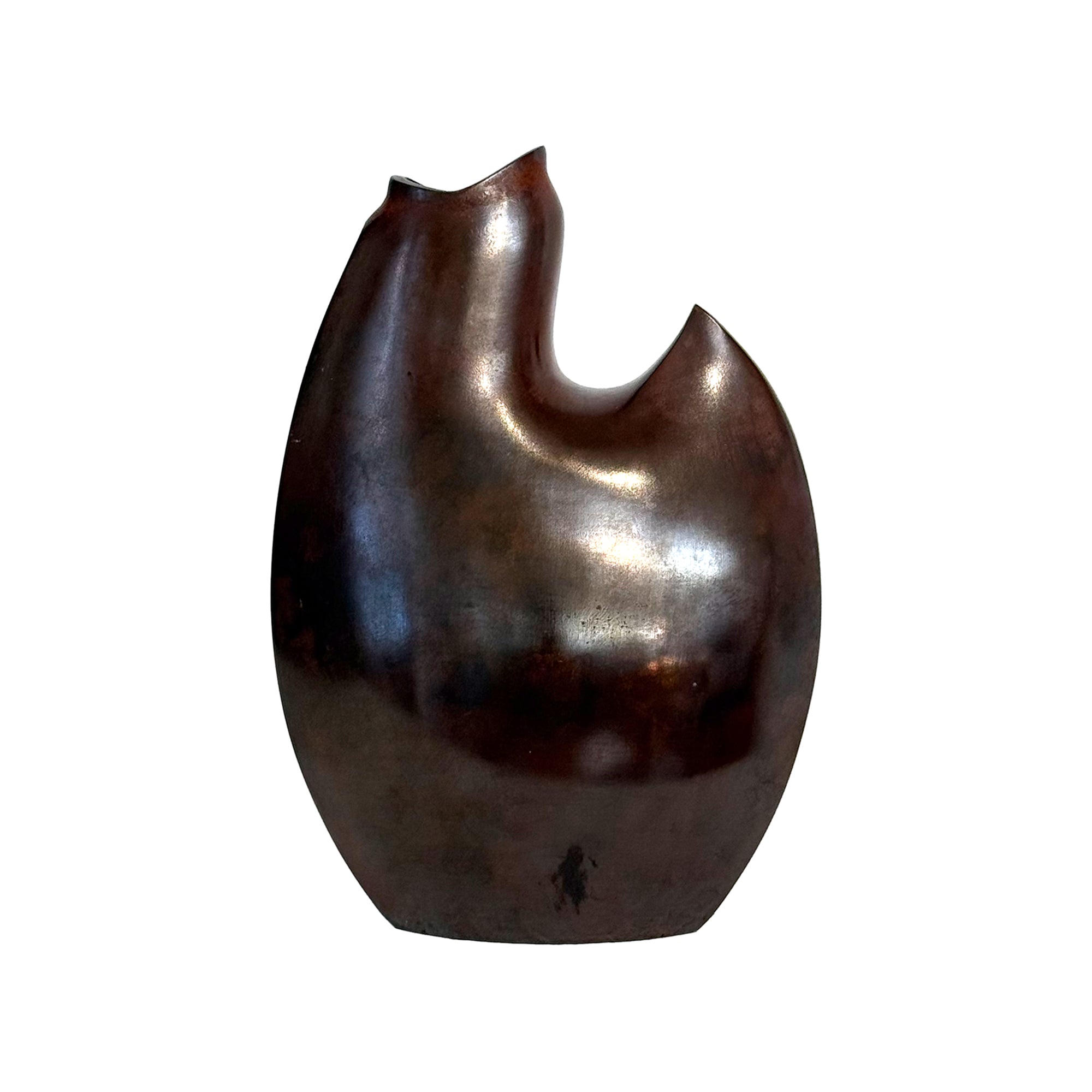 Biomorphic Japanese Bronze Vase with Applied Patina