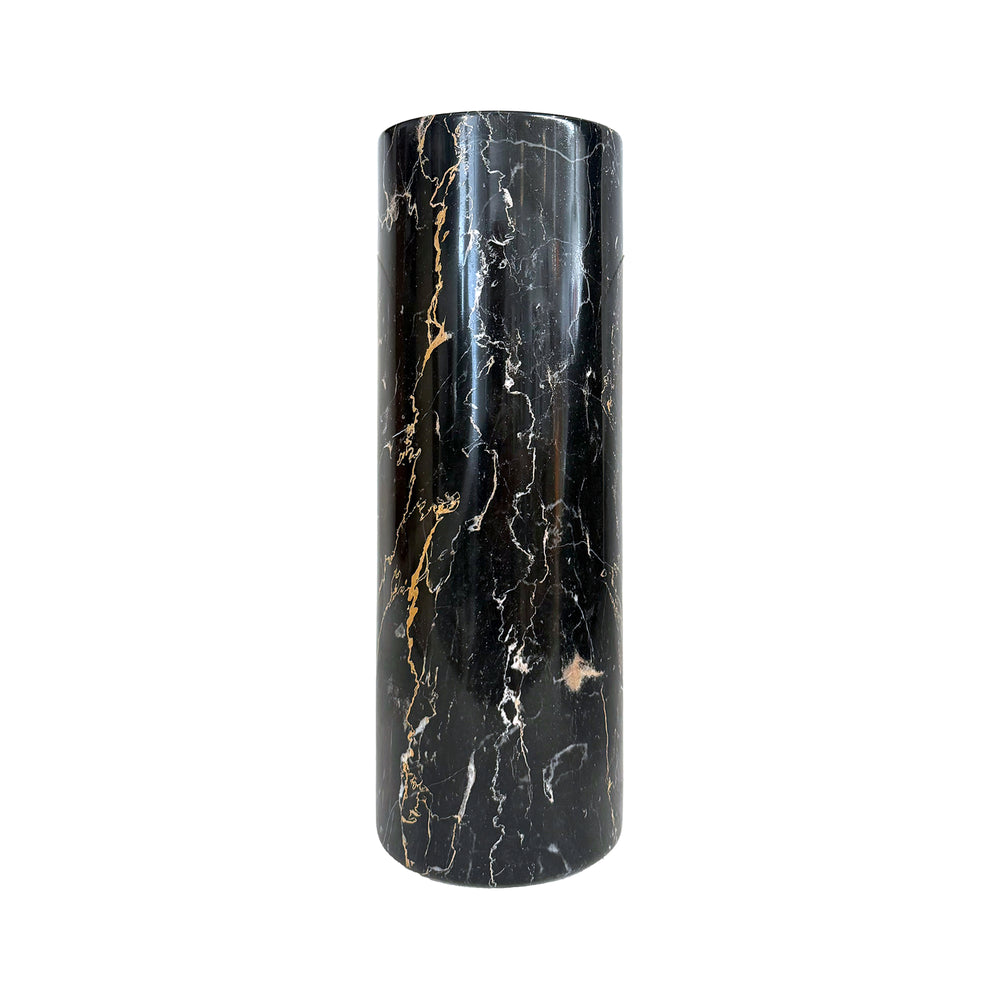 black marble cylinder vase