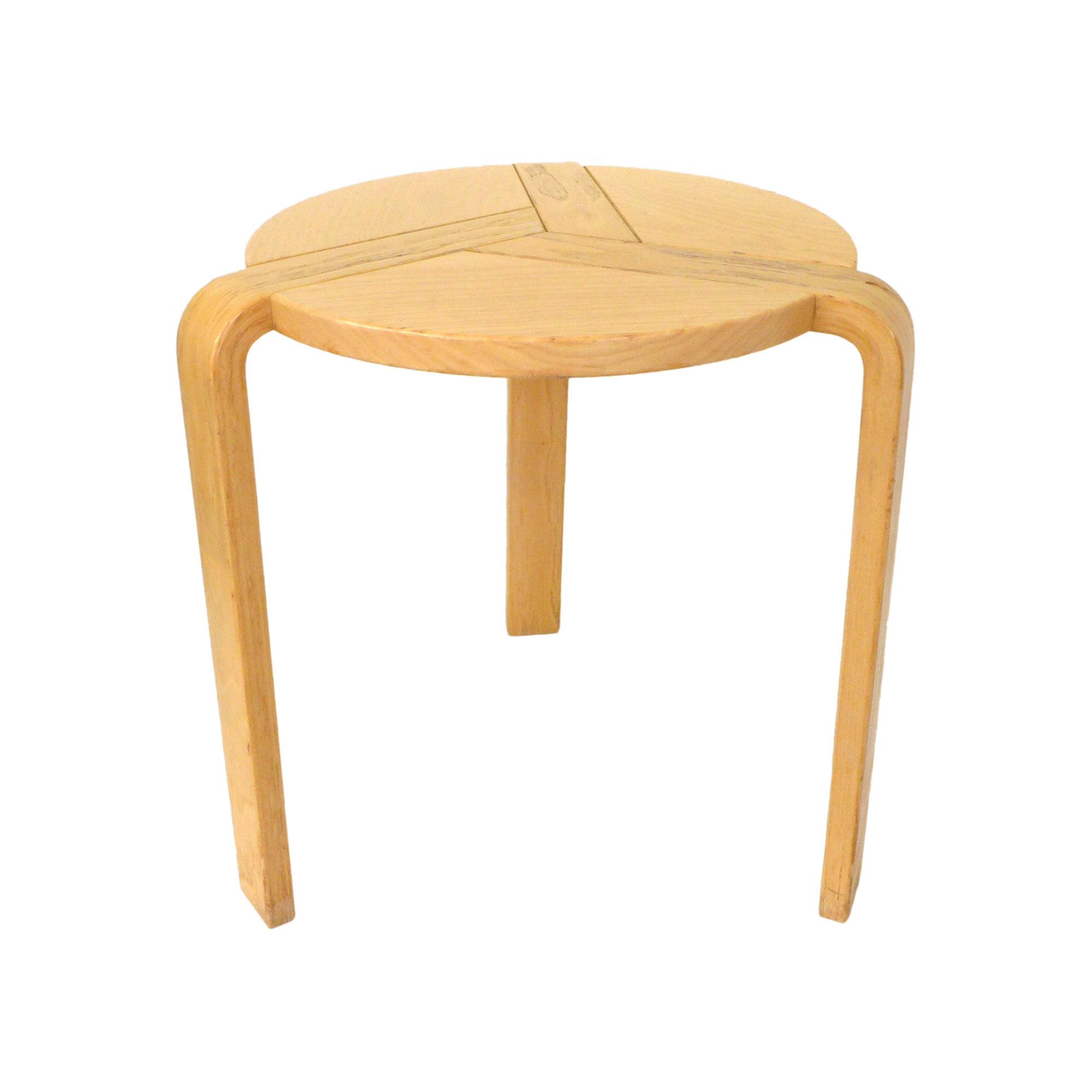 Blonde Wood Three-Legged Side Table or Stool