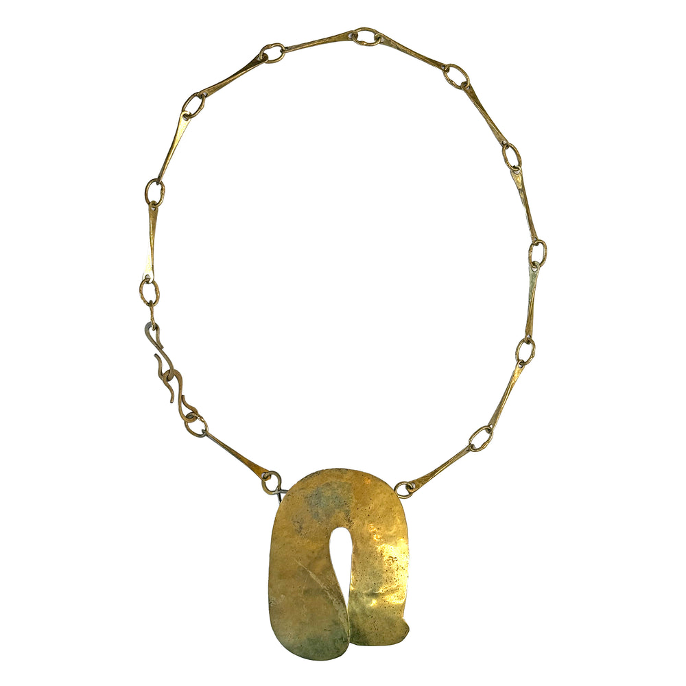 1970s Studio Craft Modernist Brass Necklace