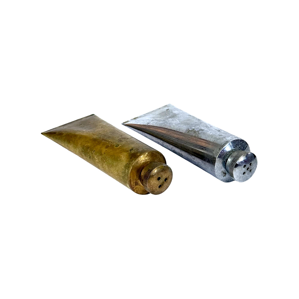 Brass & Chrome Paint Tube Salt & Pepper Shakers