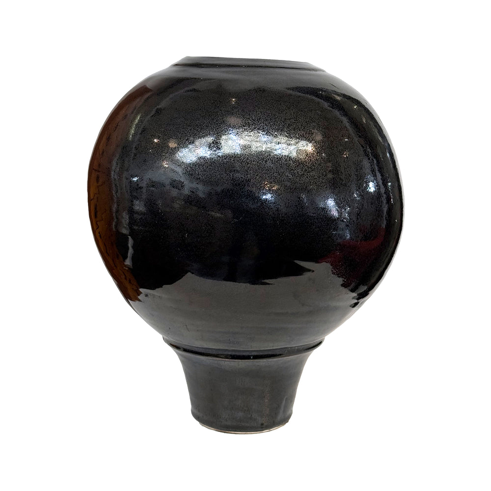 Black Bulbous Ceramic Vase