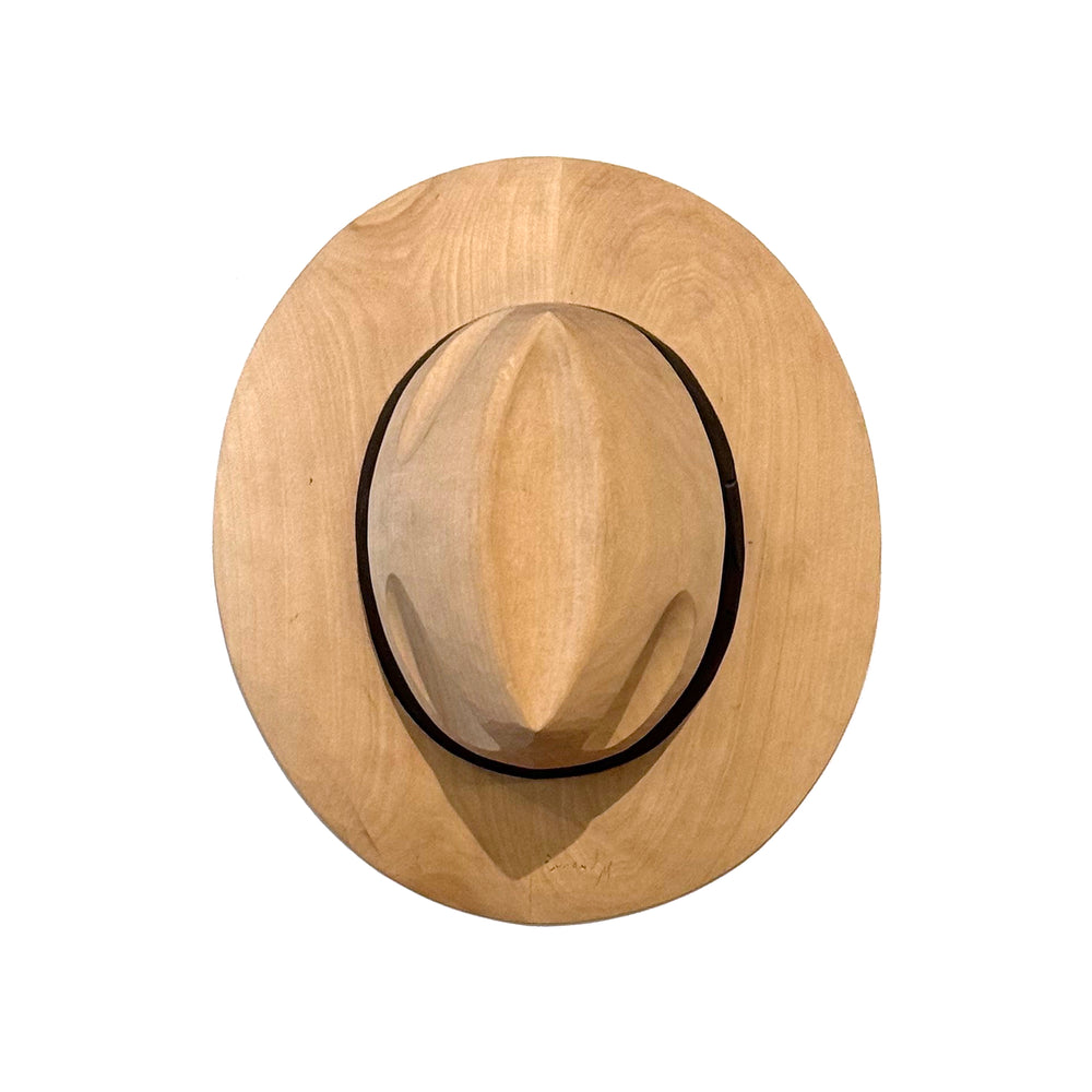 Carved Basswood Trompe L'Oeil Fedora Wall Sculpture by Andre Michaud