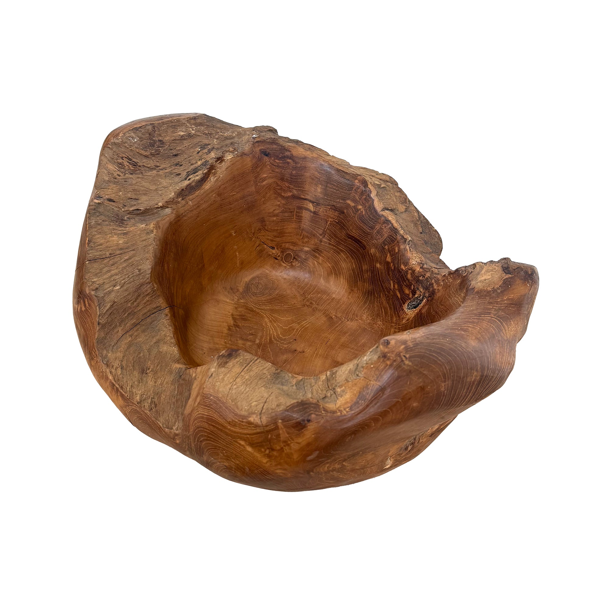 Carved Free-Edge Burl Wood Bowl