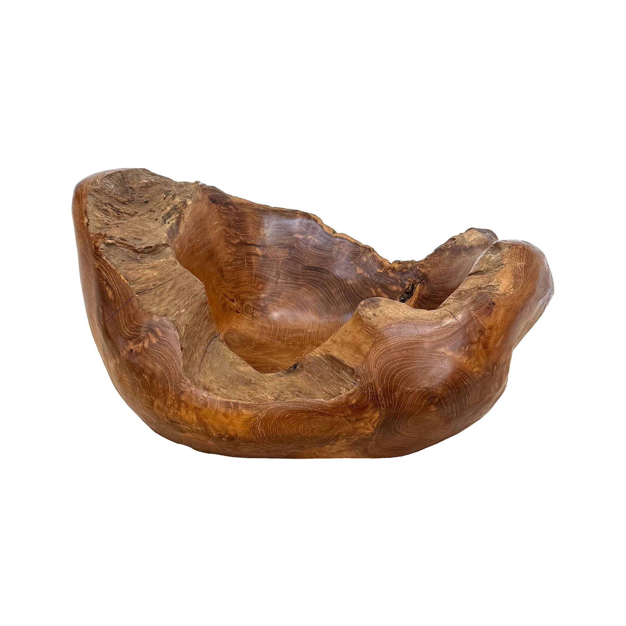 Carved Free-Edge Burl Wood Bowl