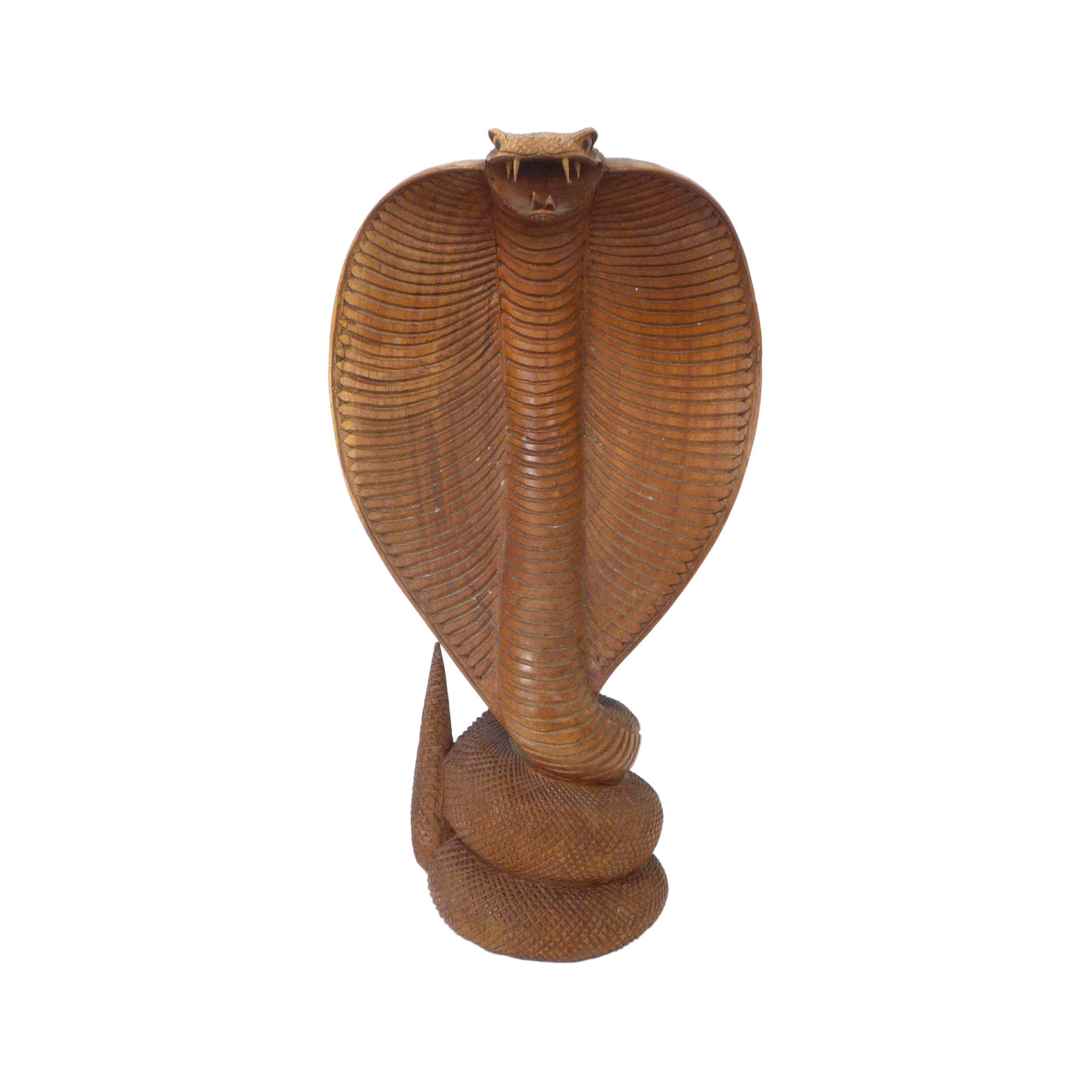 Carved Wood Cobra Sculpture