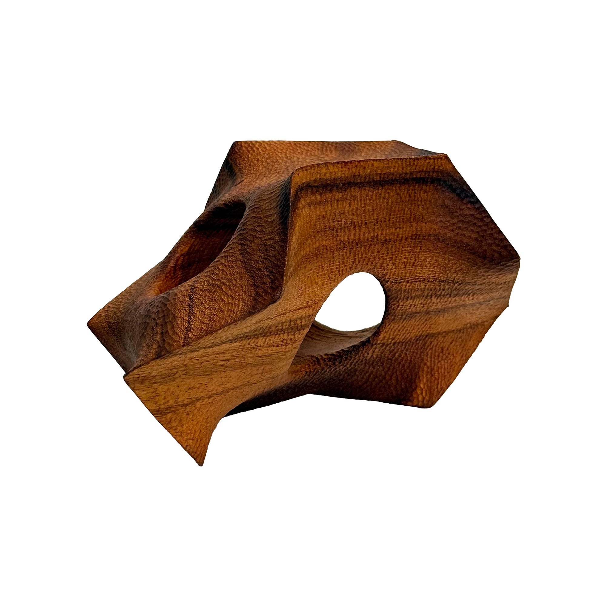 Carved Wood Hard/Soft Punctured Geometric Sculpture by Aleph Geddis