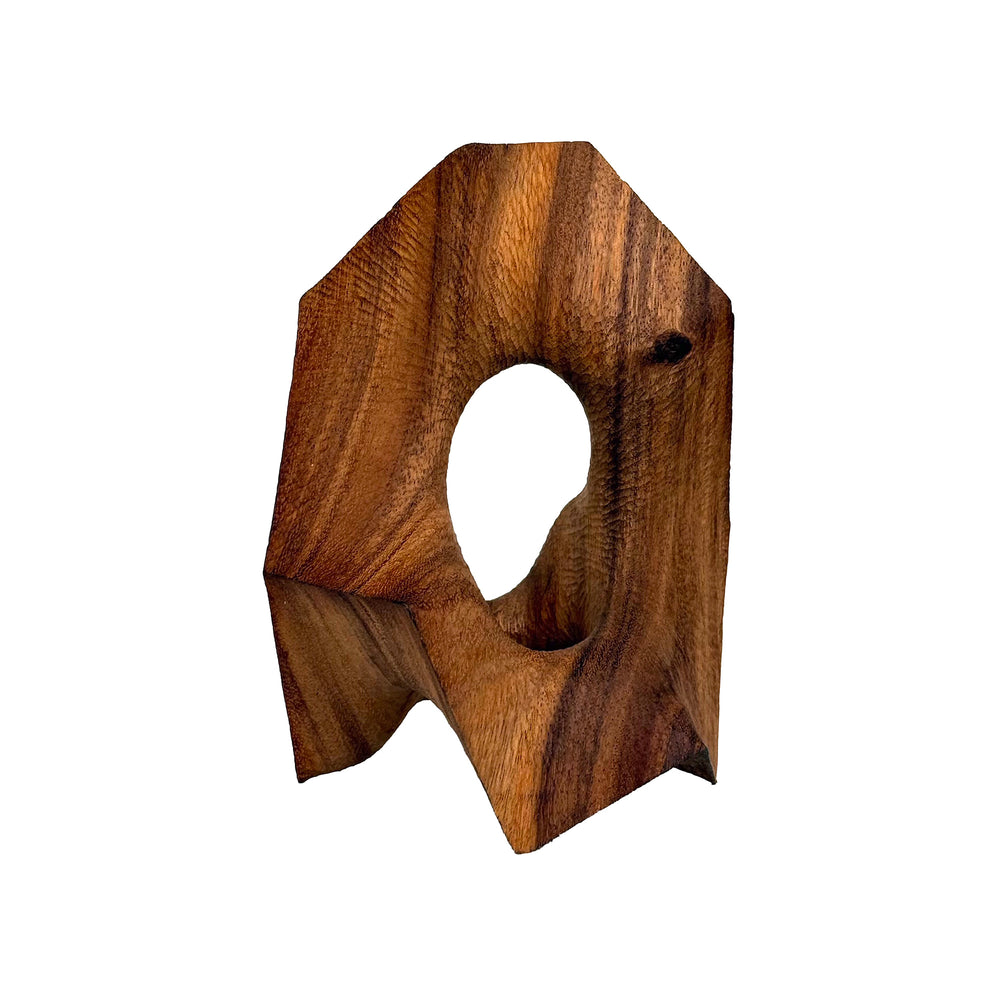 Carved Wood Hard/Soft Punctured Geometric Sculpture by Aleph Geddis