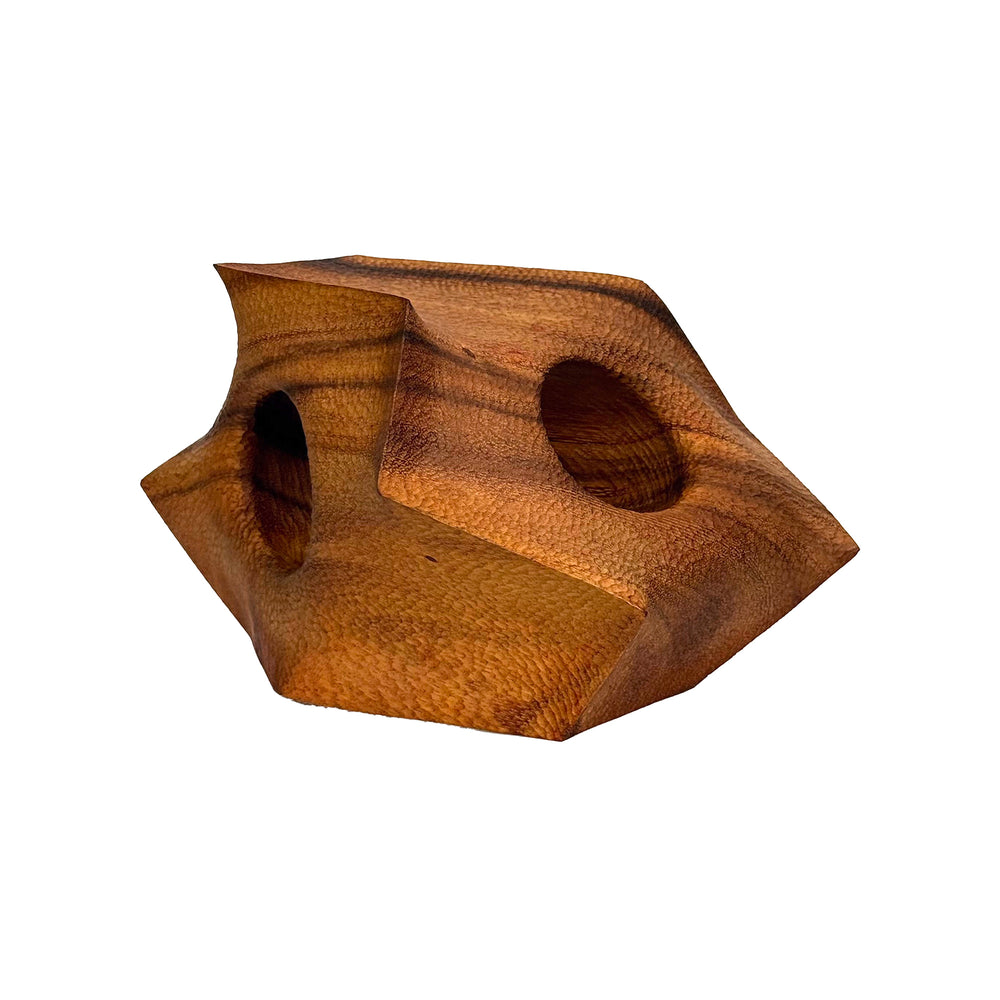 Carved Wood Hard/Soft Punctured Geometric Sculpture by Aleph Geddis