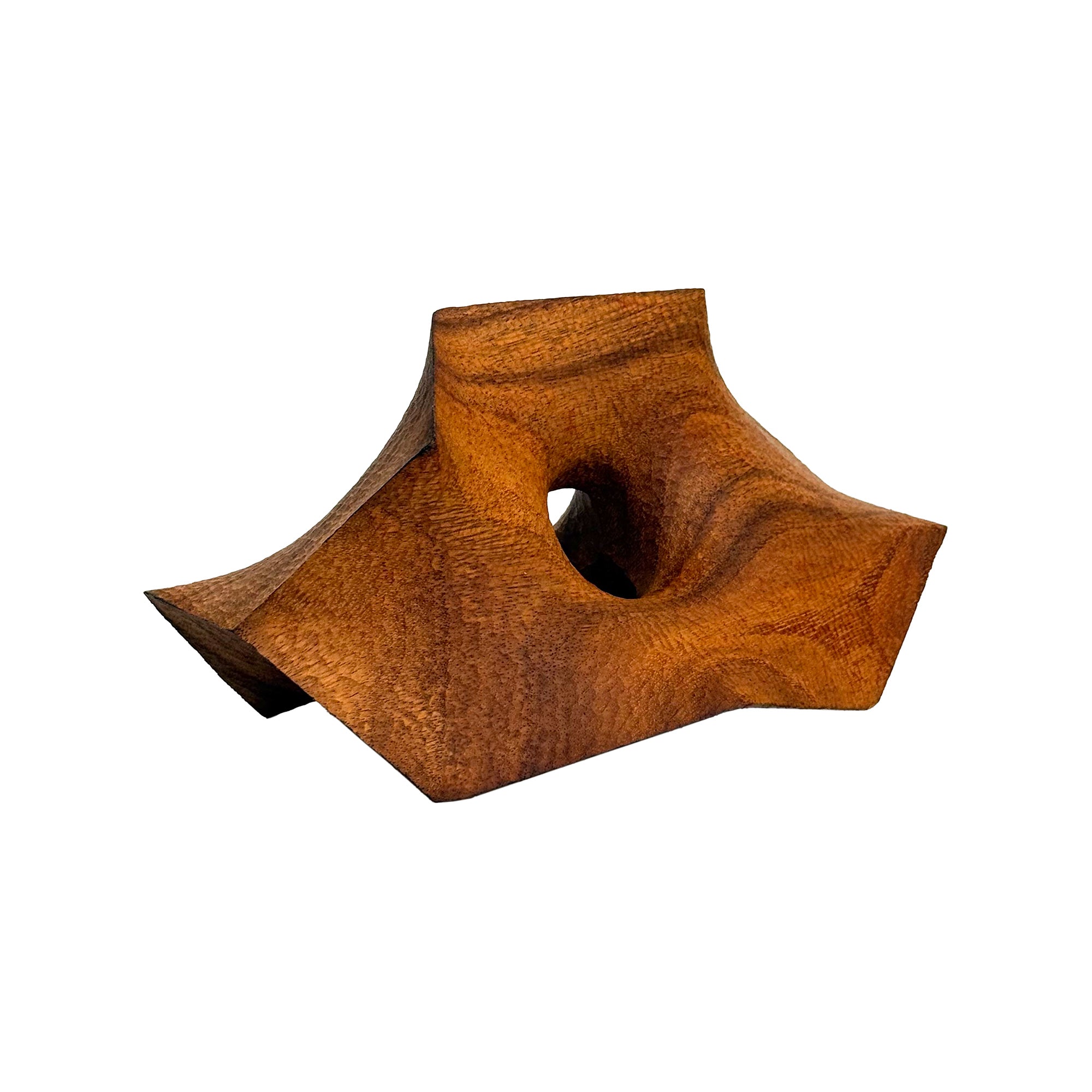 Carved Wood Hard/Soft Punctured Geometric Sculpture by Aleph Geddis