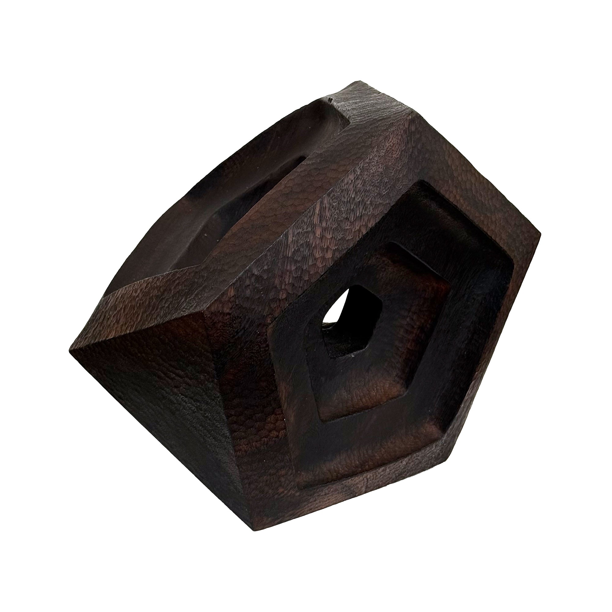 Carved Wood Hard/Soft Sculpture with Shou Sugi Ban Finish by Aleph Geddis