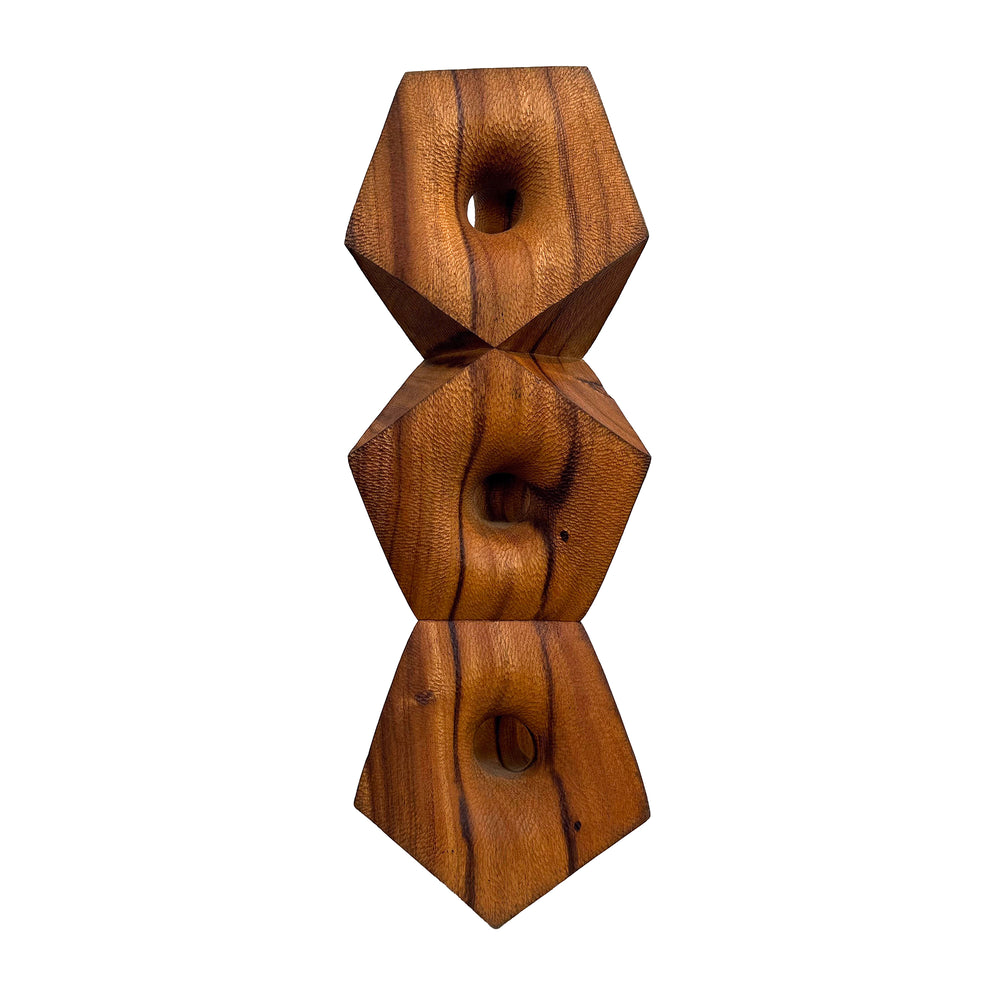 Carved Wood Stacked Totem Sculpture by Aleph Geddis
