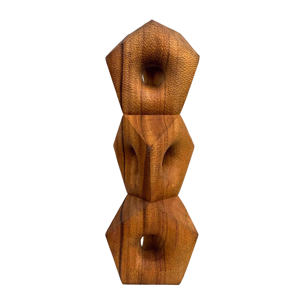 Carved Wood Stacked Totem Sculpture by Aleph Geddis