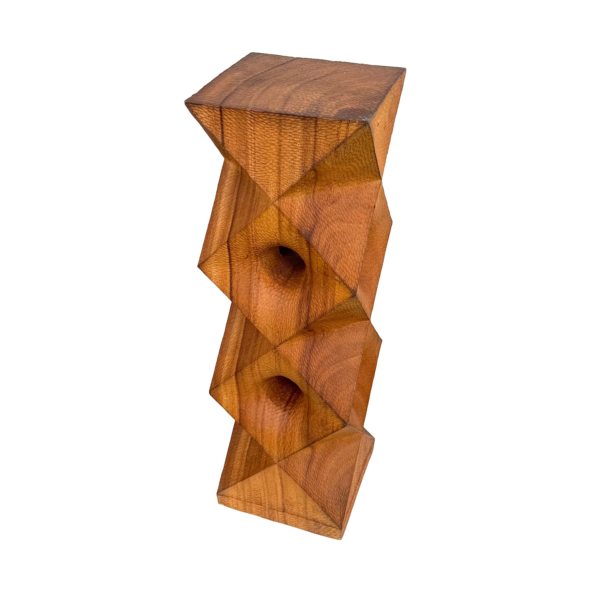 Carved Wood Stacked & Punctured Hard/Soft Totem Sculpture by Aleph Geddis