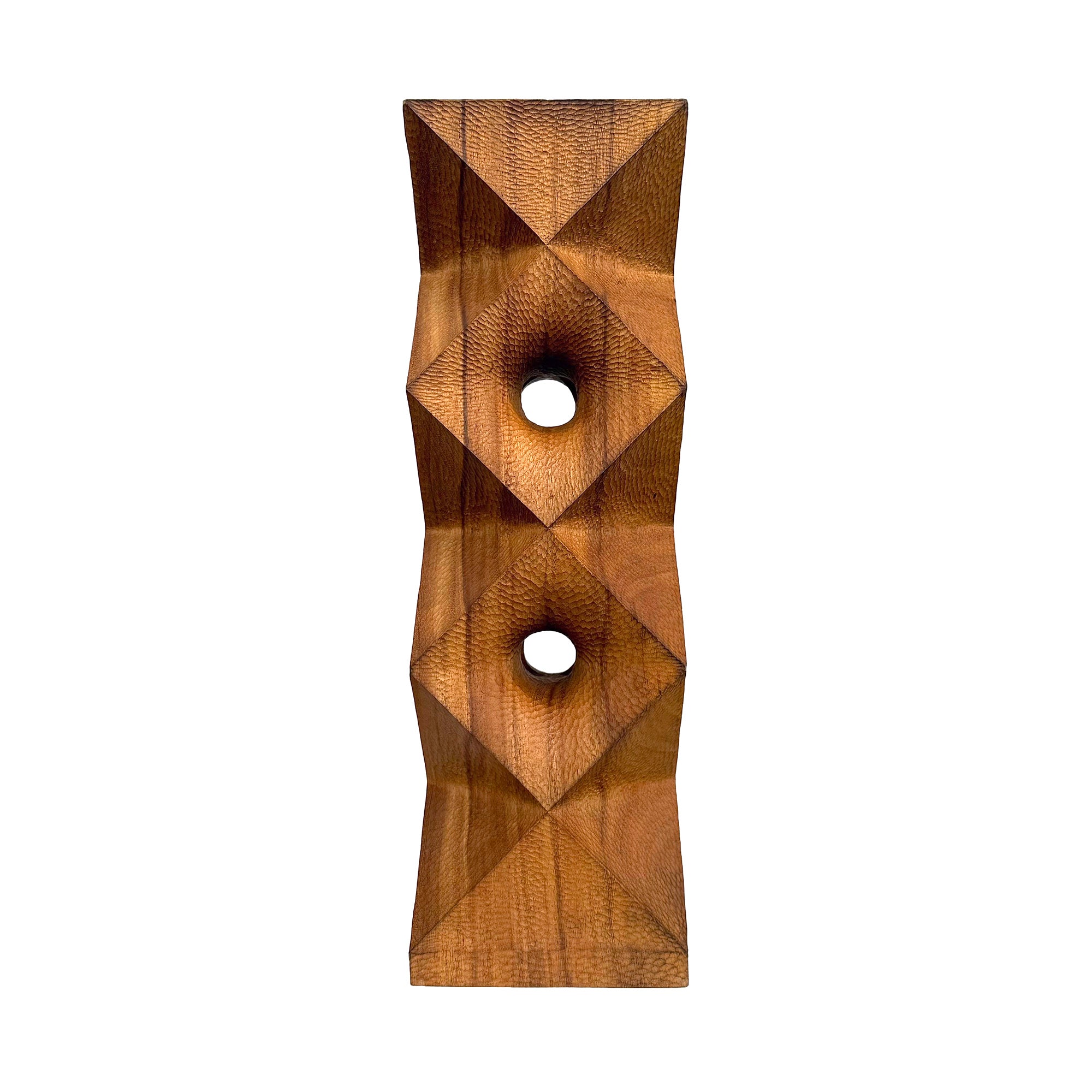 Carved Wood Stacked & Punctured Hard/Soft Totem Sculpture by Aleph Geddis