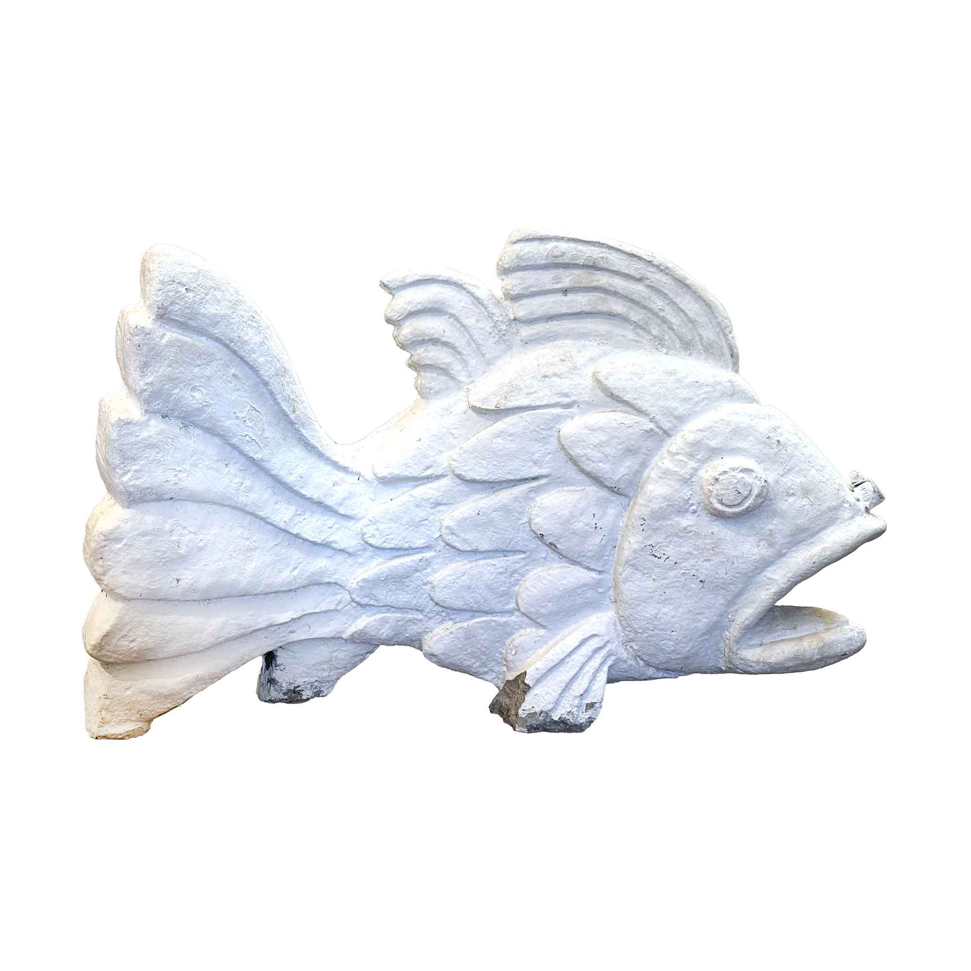 Cast Stone White Painted Koi Fish Fountain Sculpture