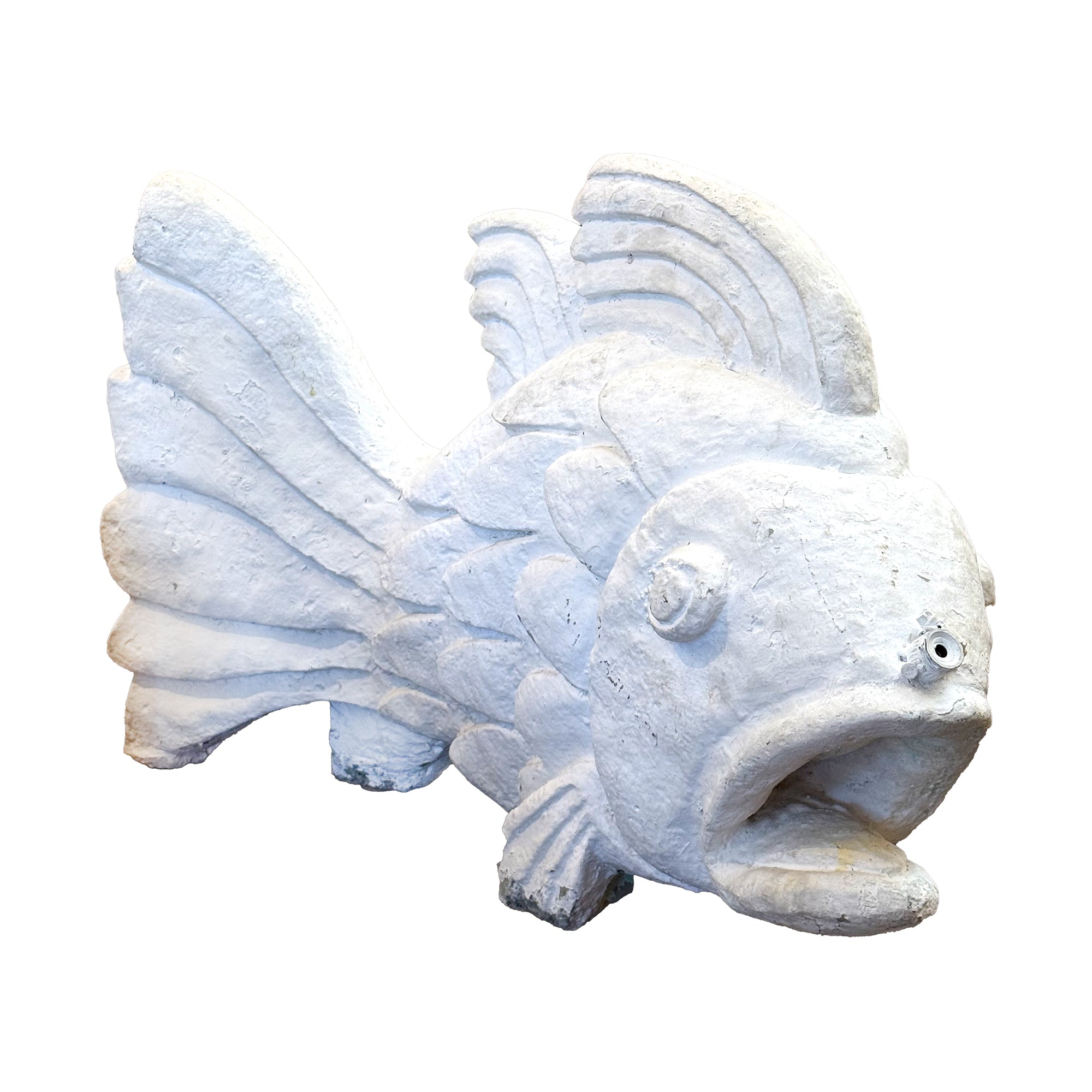 Cast Stone White Painted Koi Fish Fountain Sculpture